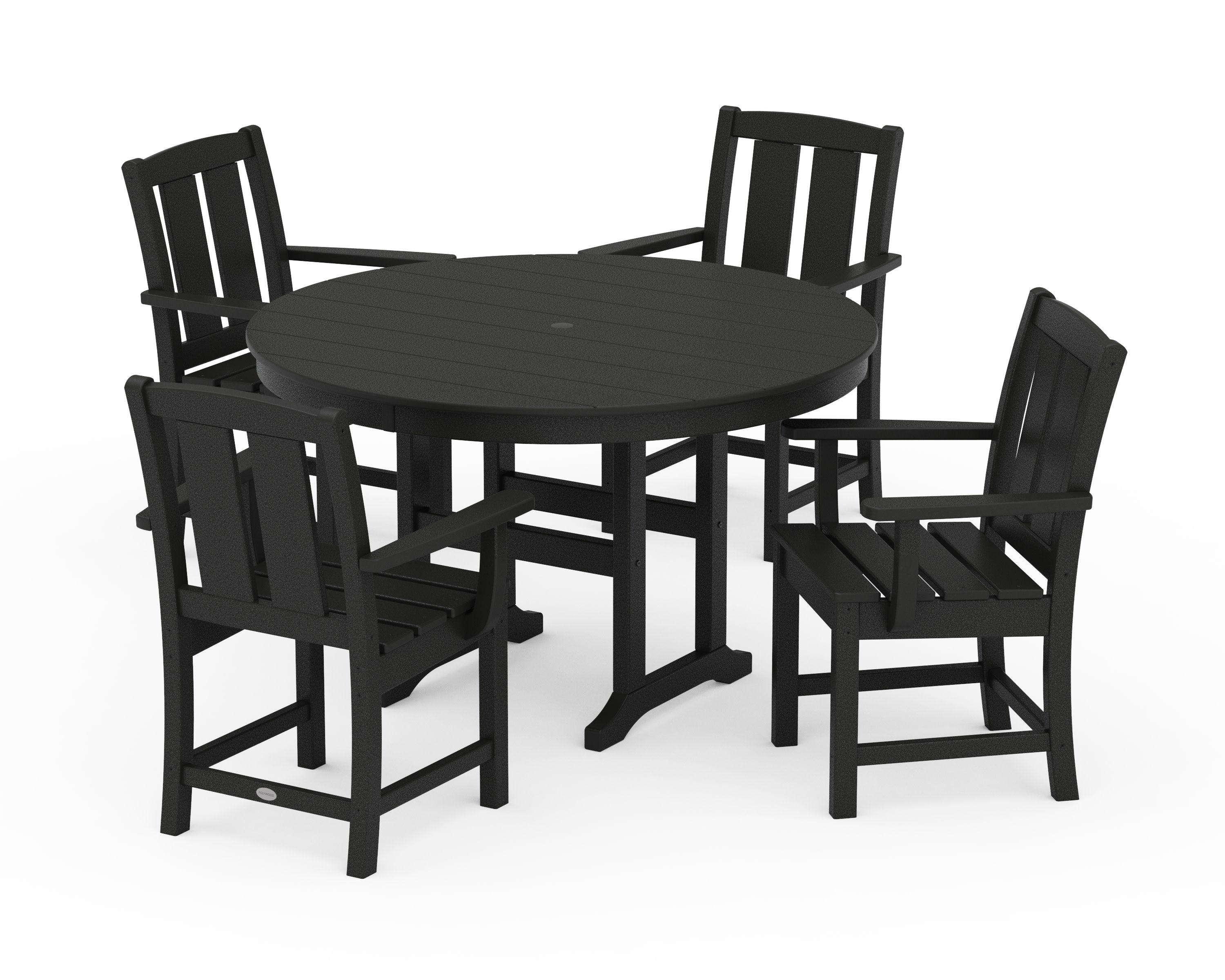 Mission 5-Piece Round Farmhouse Dining Set in Black