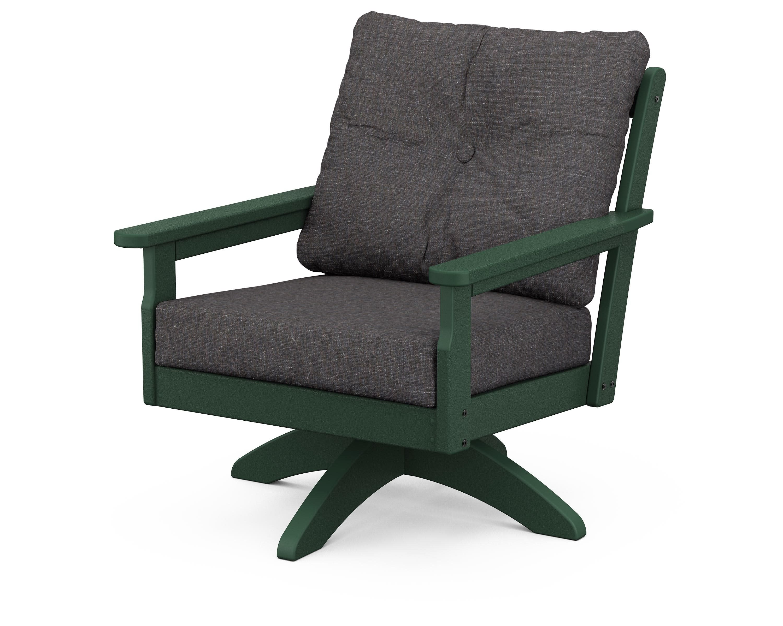 Vineyard Deep Seating Swivel Chair in Green / Ash Charcoal