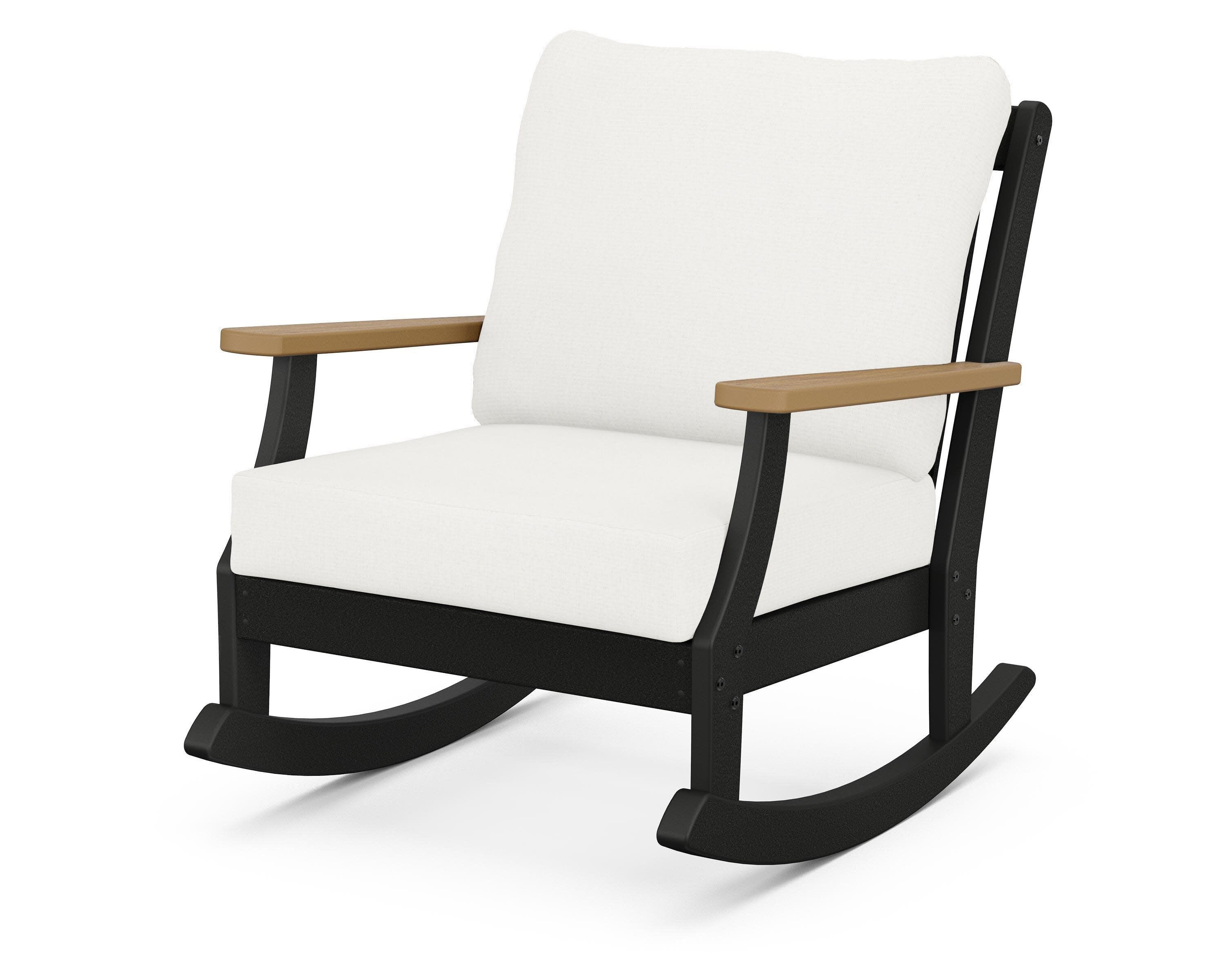 Braxton Deep Seating Rocking Chair in Black / Natural / Natural Linen