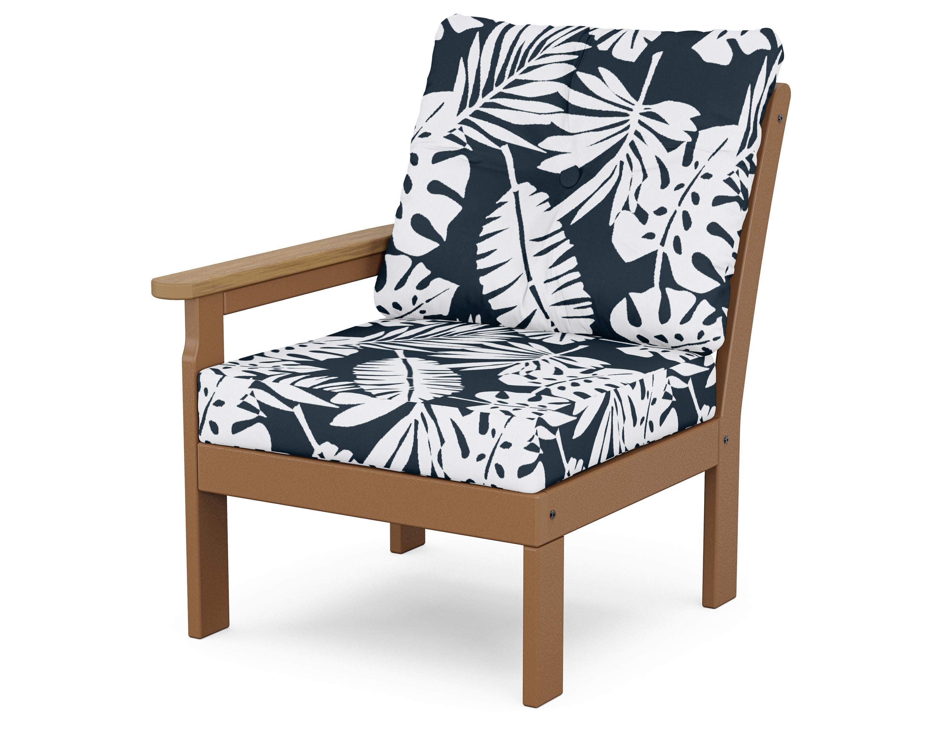 Vineyard Modular Left Arm Chair in Teak / Natural / Leaf Marine Indigo