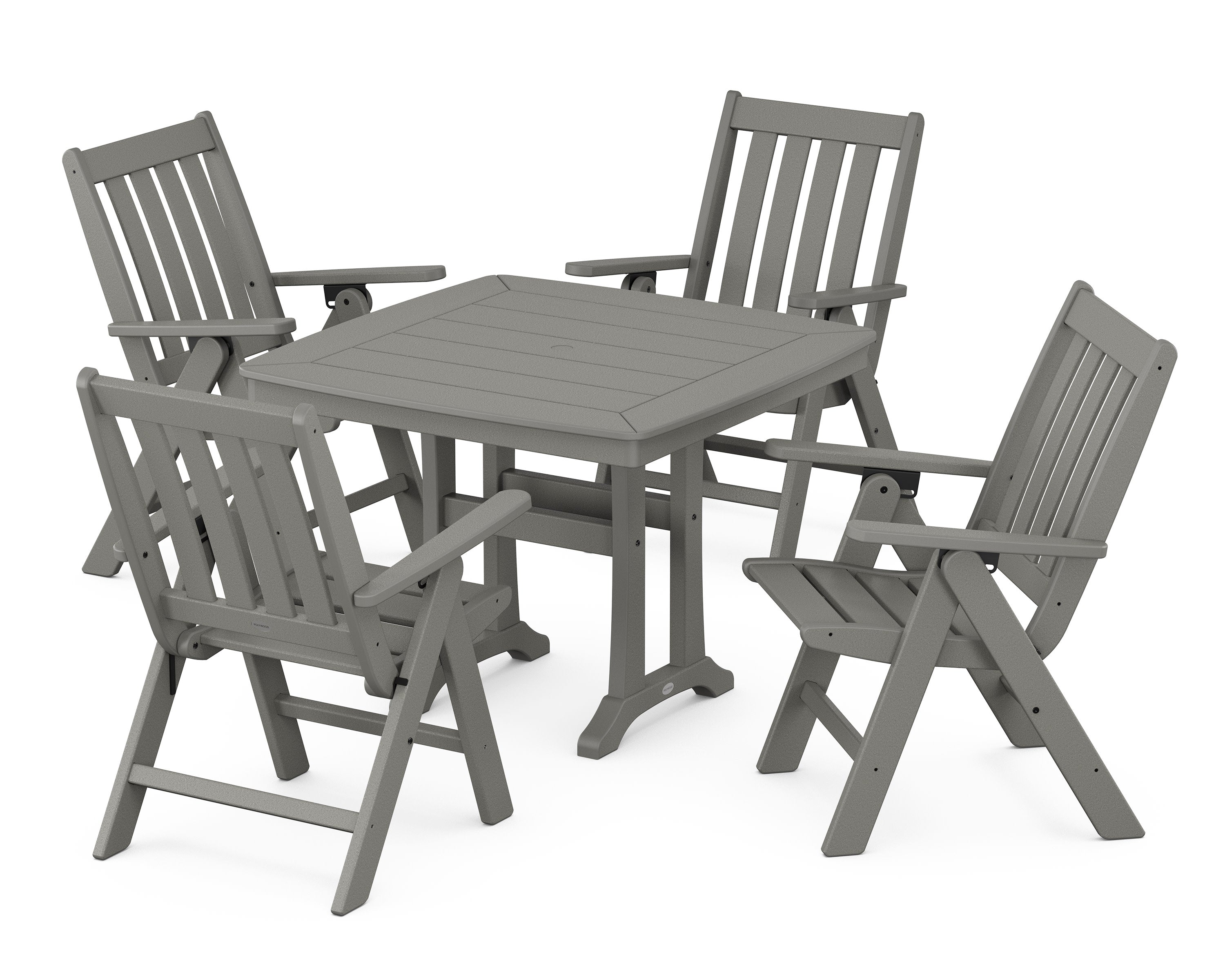 Vineyard Folding 5-Piece Dining Set with Trestle Legs in Slate Grey