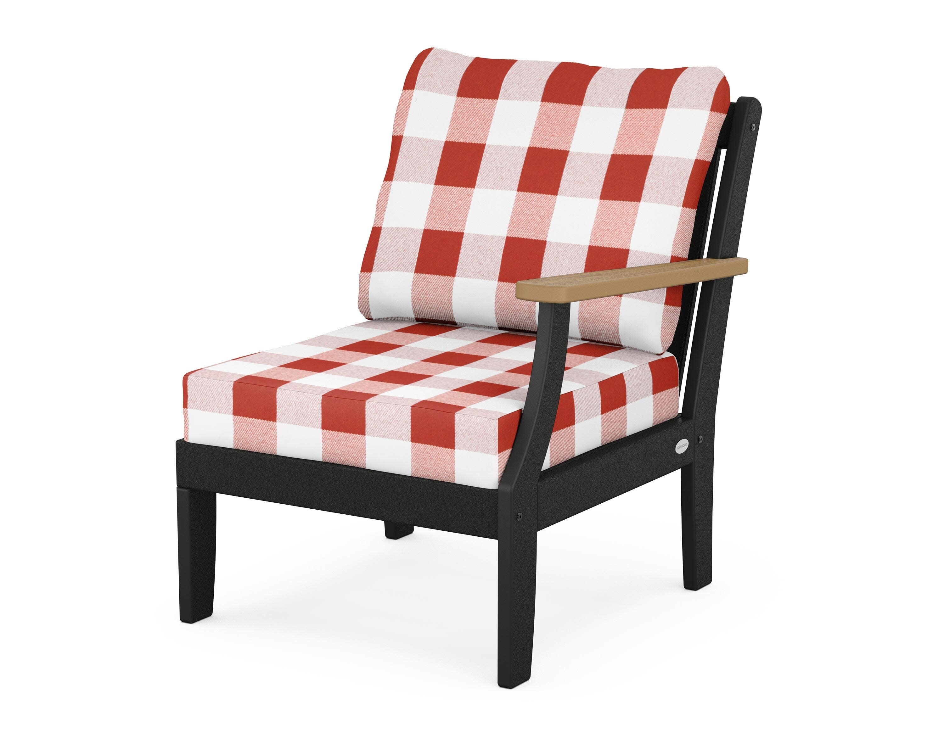 Braxton Modular Right Arm Chair in Black / Natural / Buffalo Plaid Crimson
