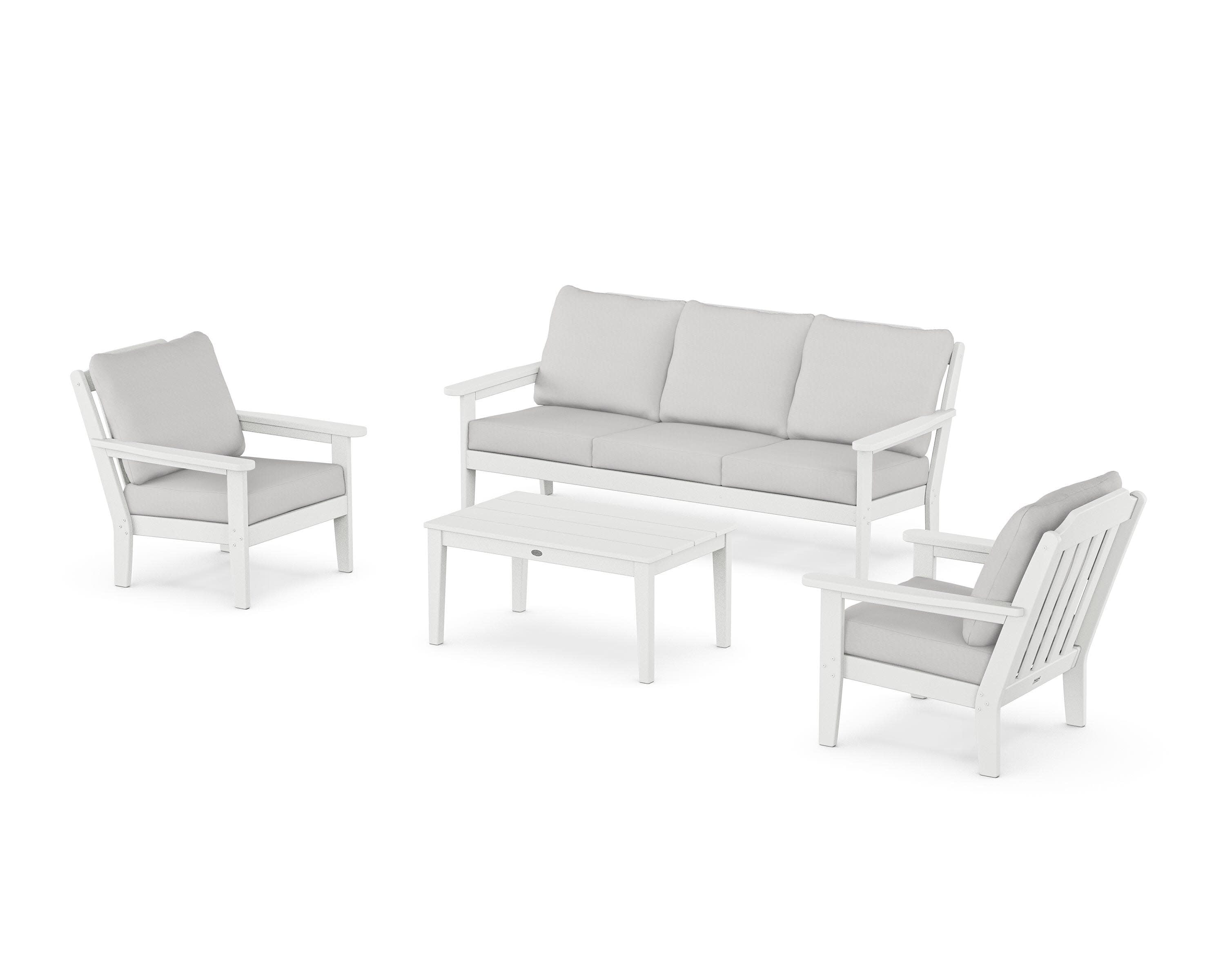Cottage 4-Piece Deep Seating Set with Sofa in White / Diamond in the Rough