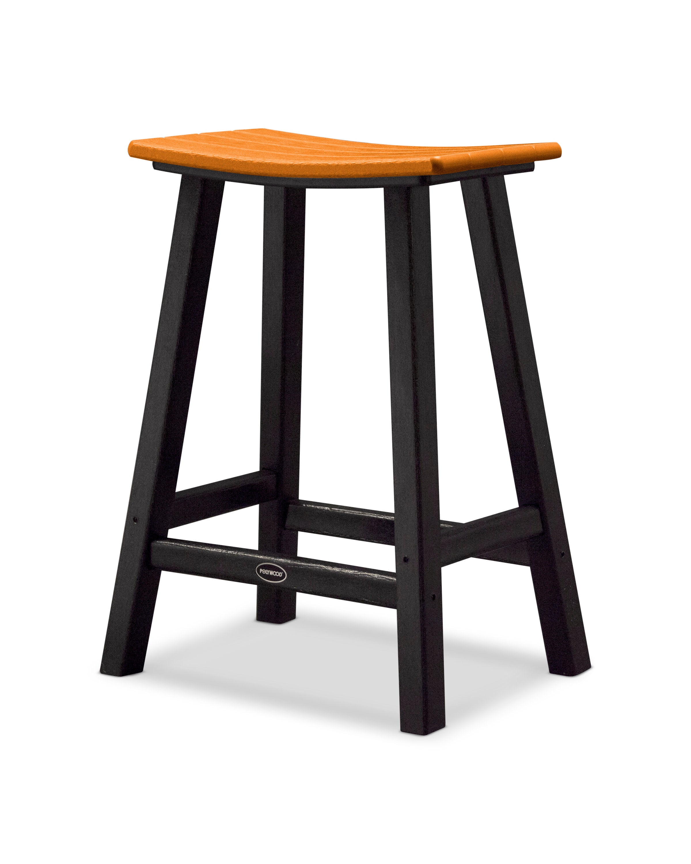 Contempo 24" Saddle Counter Stool in Black / Tangerine