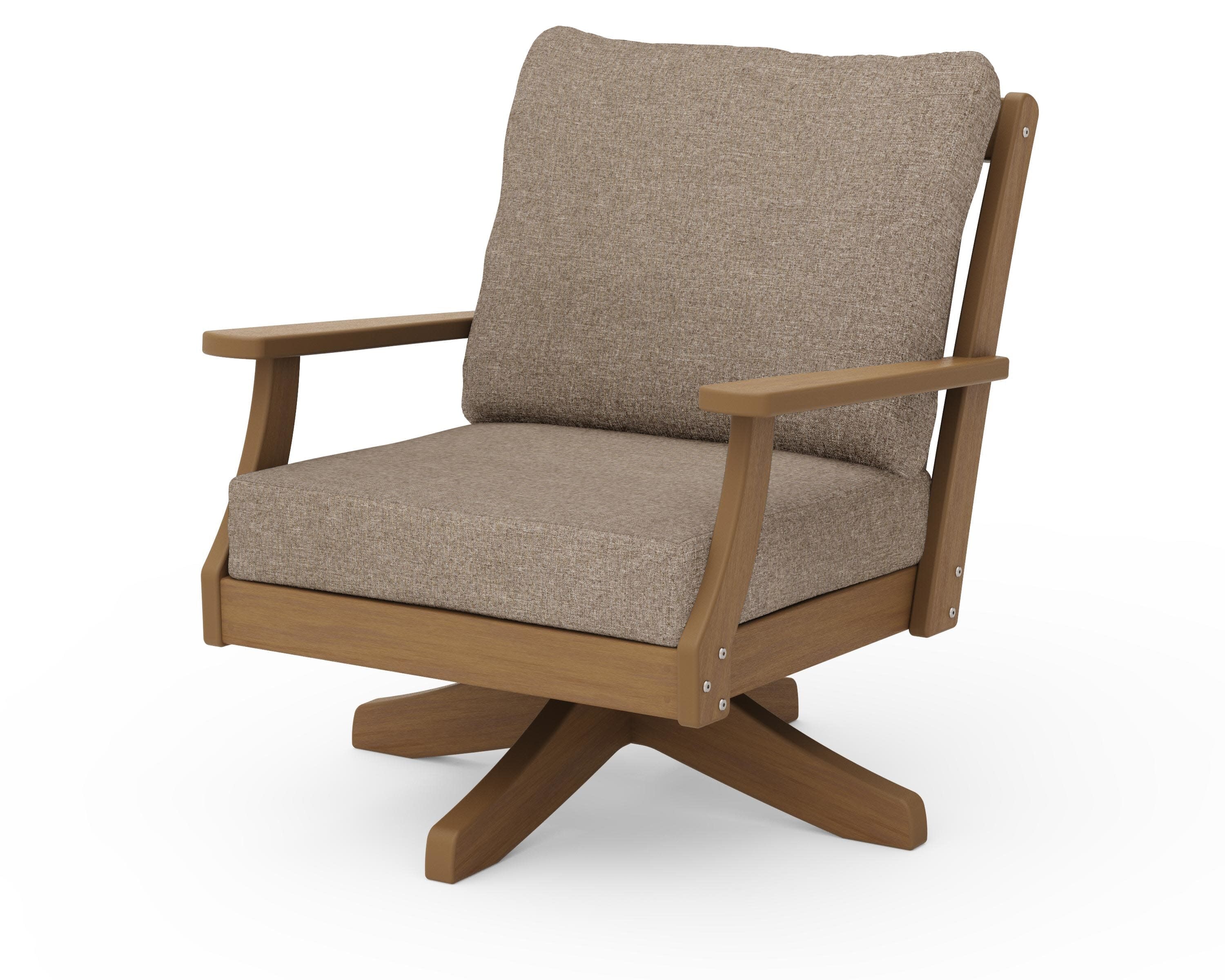 Braxton Deep Seating Swivel Chair in Natural / Spiced Burlap