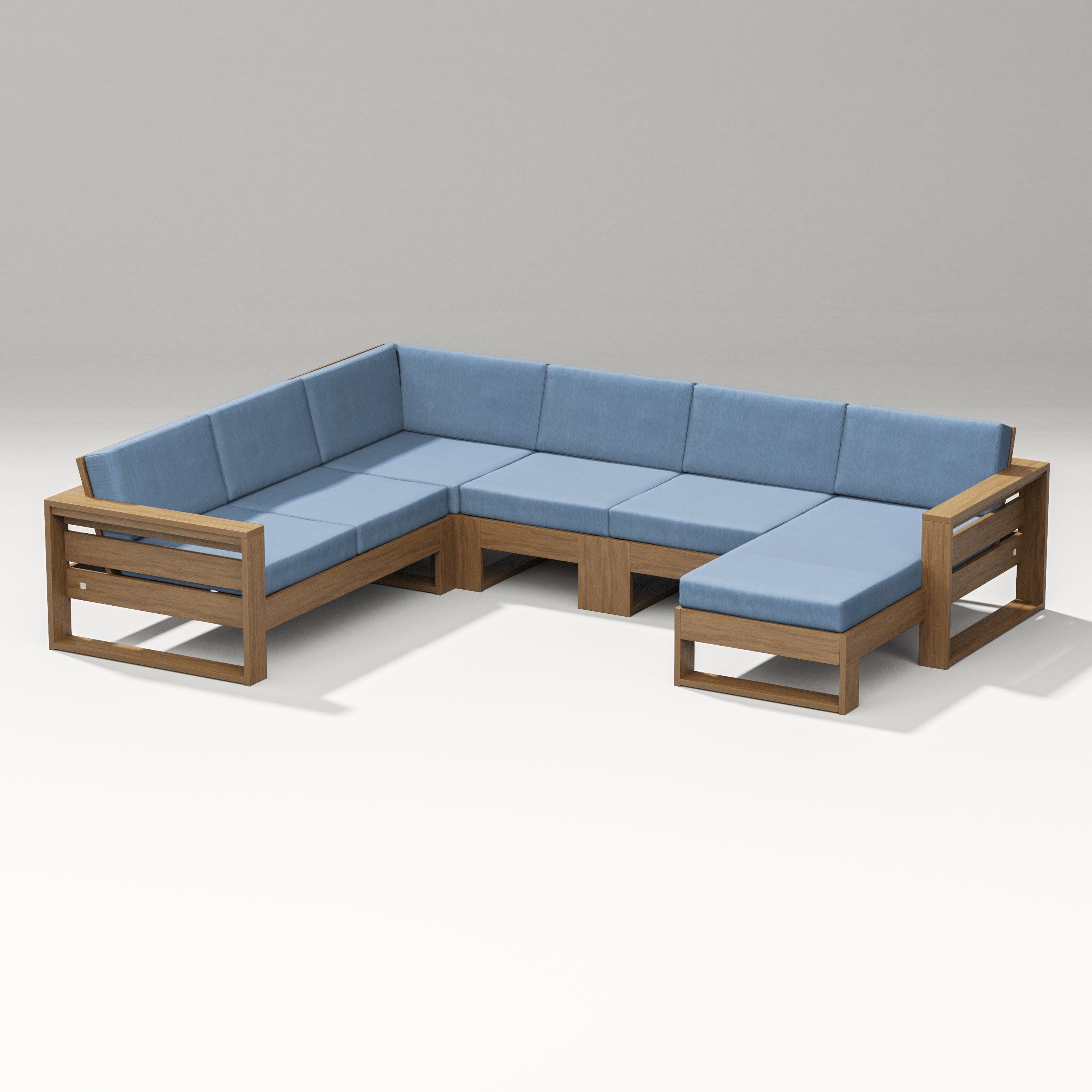 Latitude Corner Sectional with Right Chaise in Natural / Sky Blue