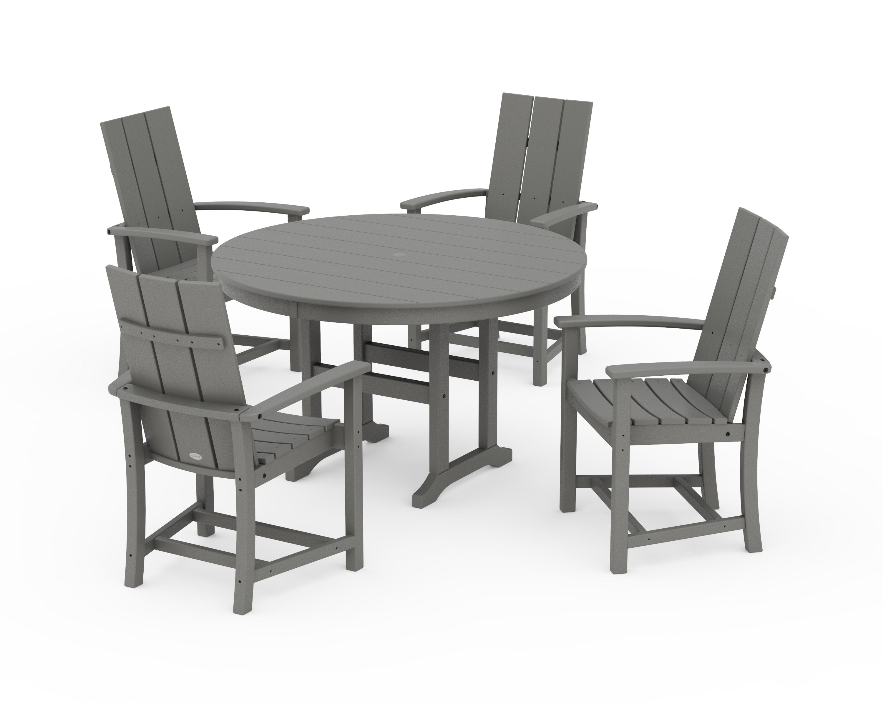 Modern Adirondack 5-Piece Round Farmhouse Dining Set in Slate Grey
