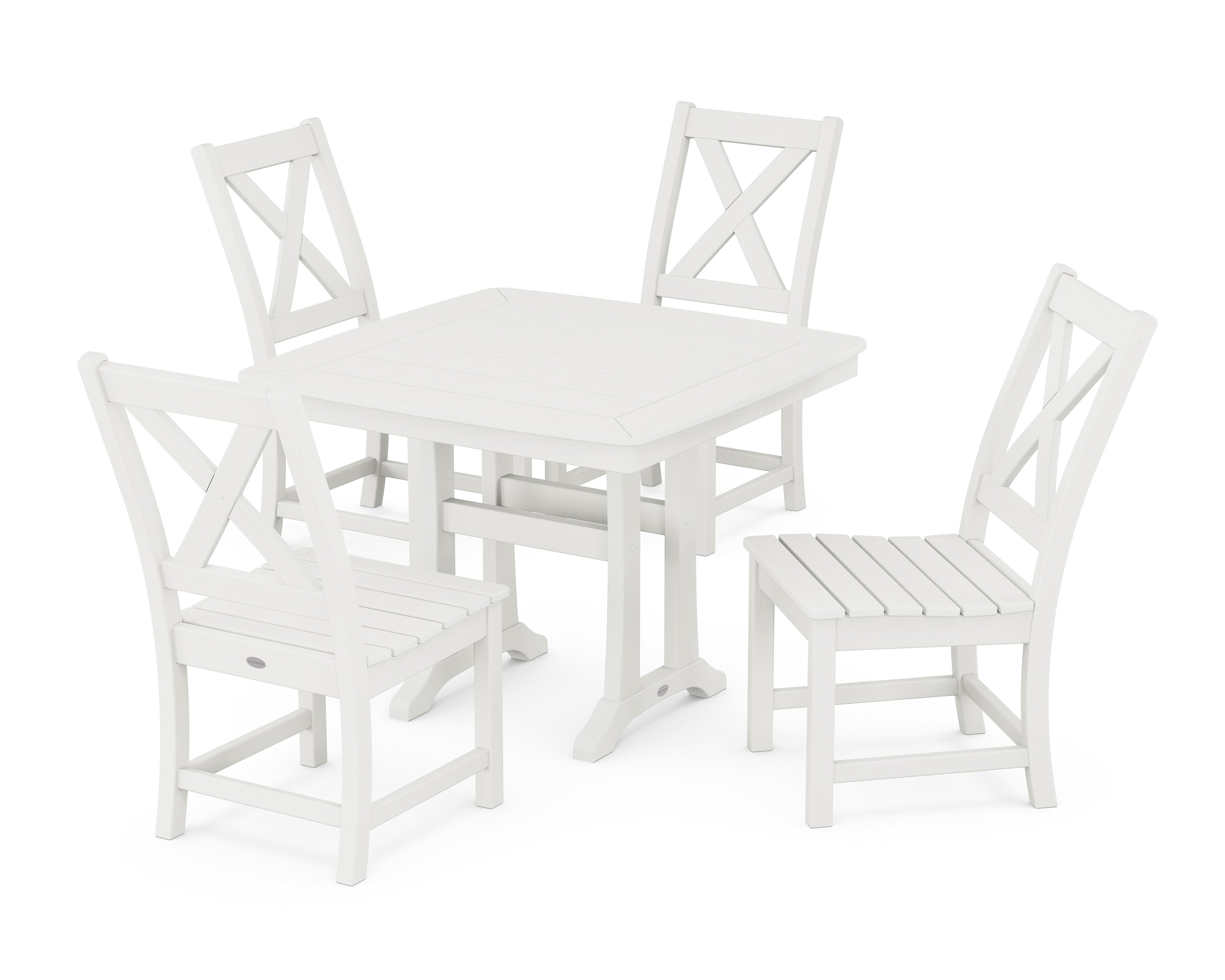 Braxton Side Chair 5-Piece Dining Set with Trestle Legs in Vintage White