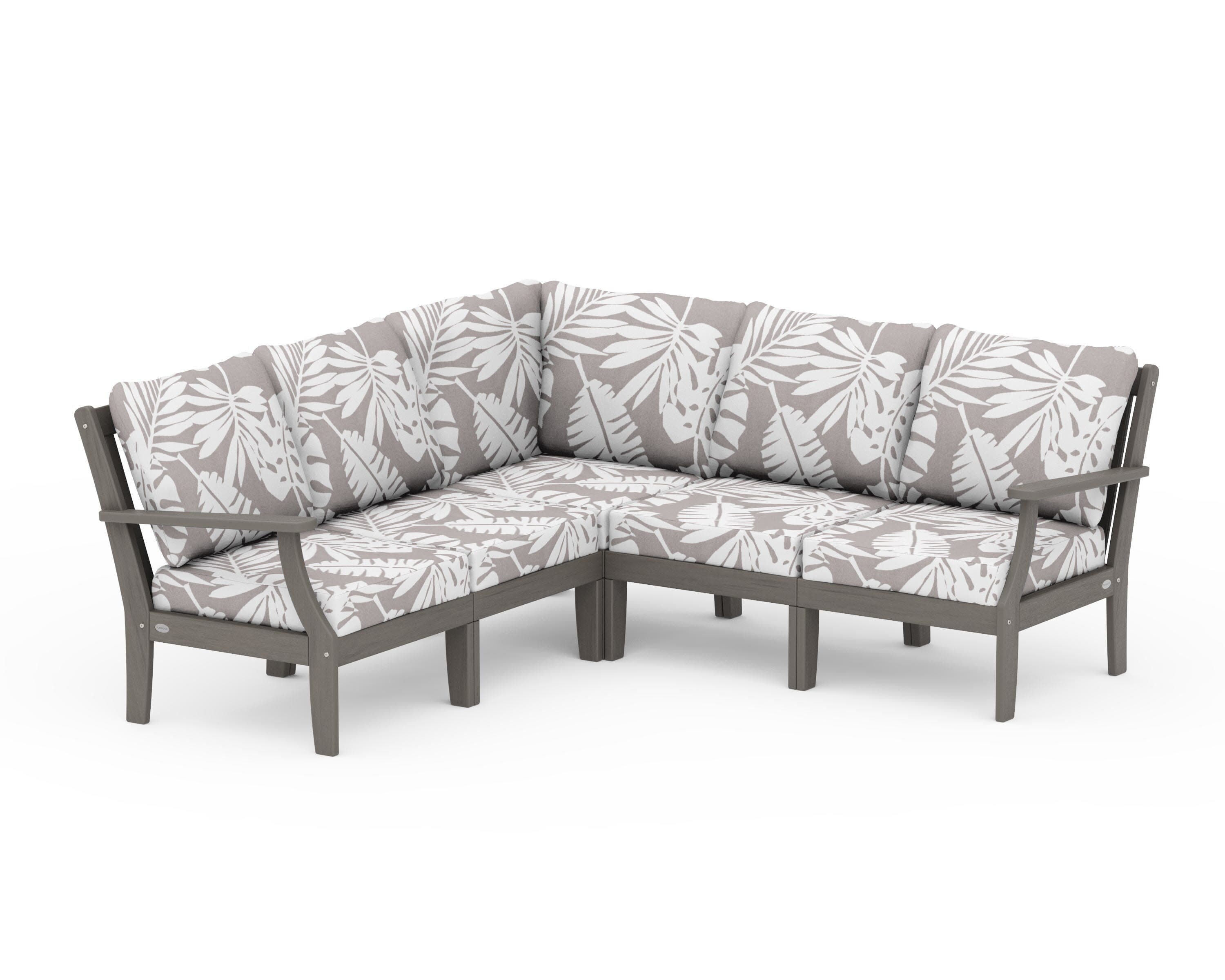 Braxton Modular 5-Piece Deep Seating Set in Driftwood / Leaf Grey Mist