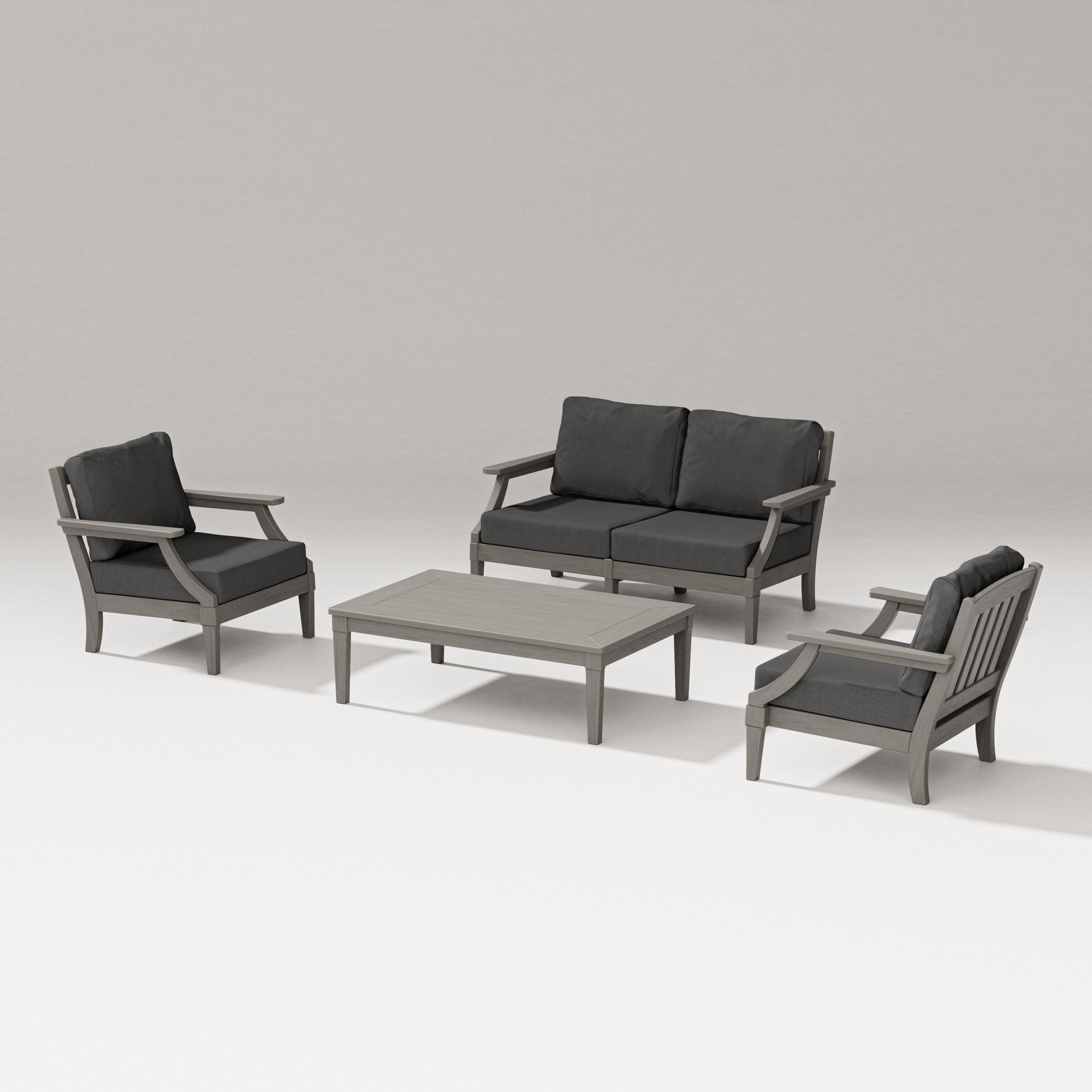 Estate Lounge 4-Piece Loveseat Set in Driftwood / Spectrum Carbon