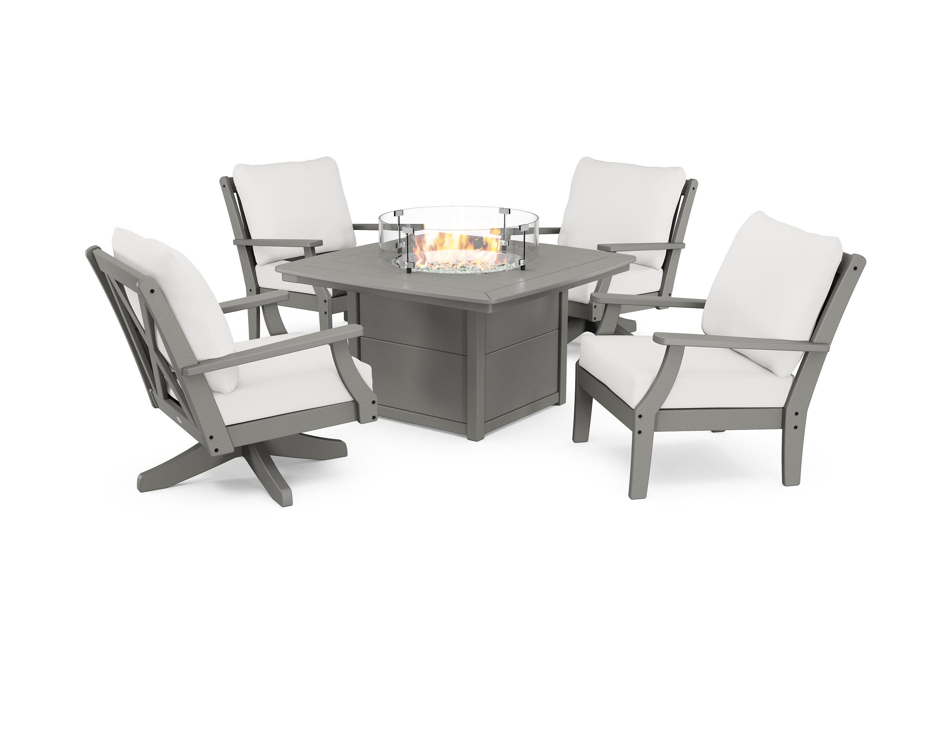 Braxton 5-Piece Deep Seating Set with Fire Table in Slate Grey / Natural Linen
