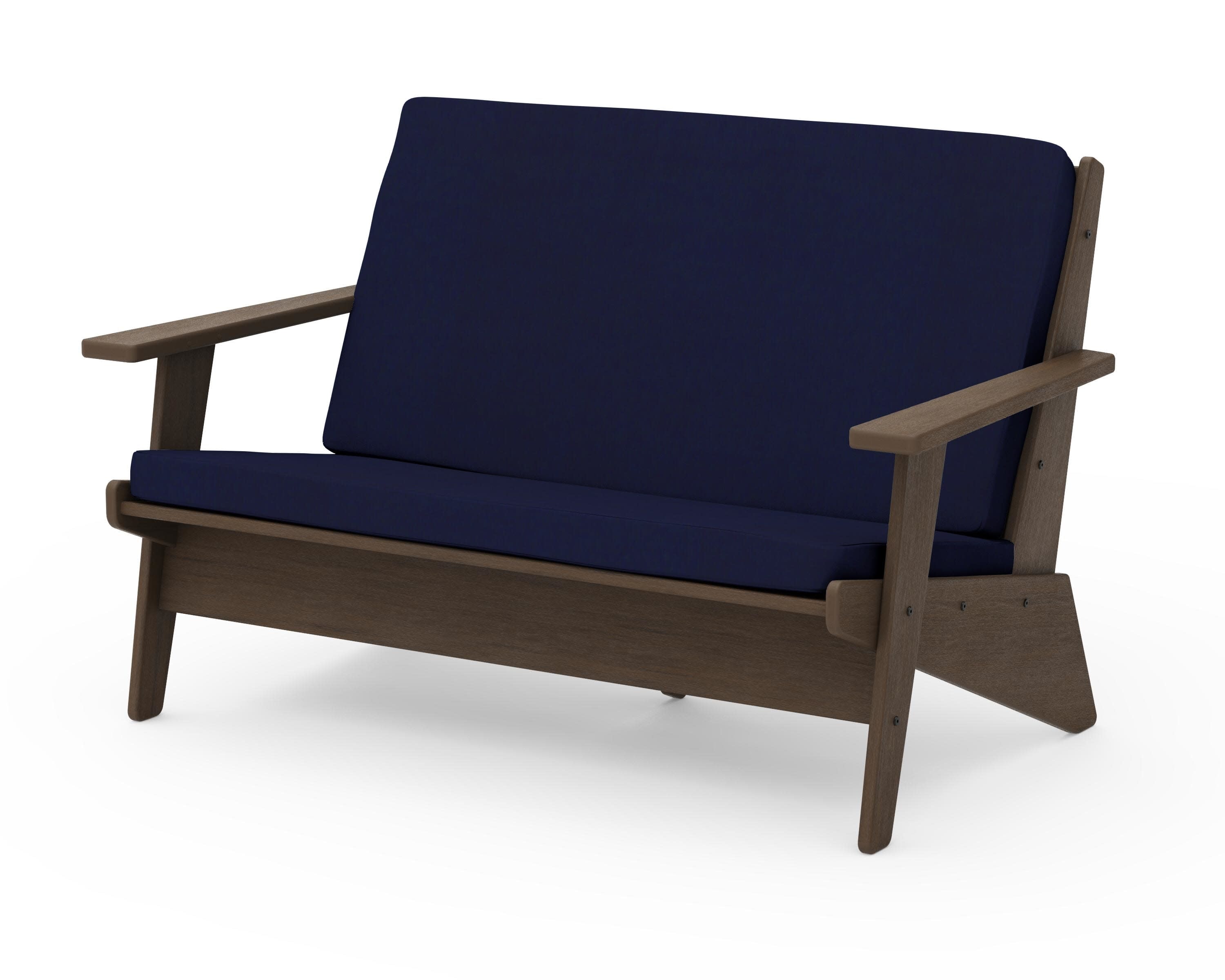 Riviera Modern Lounge Loveseat in Kona / Navy