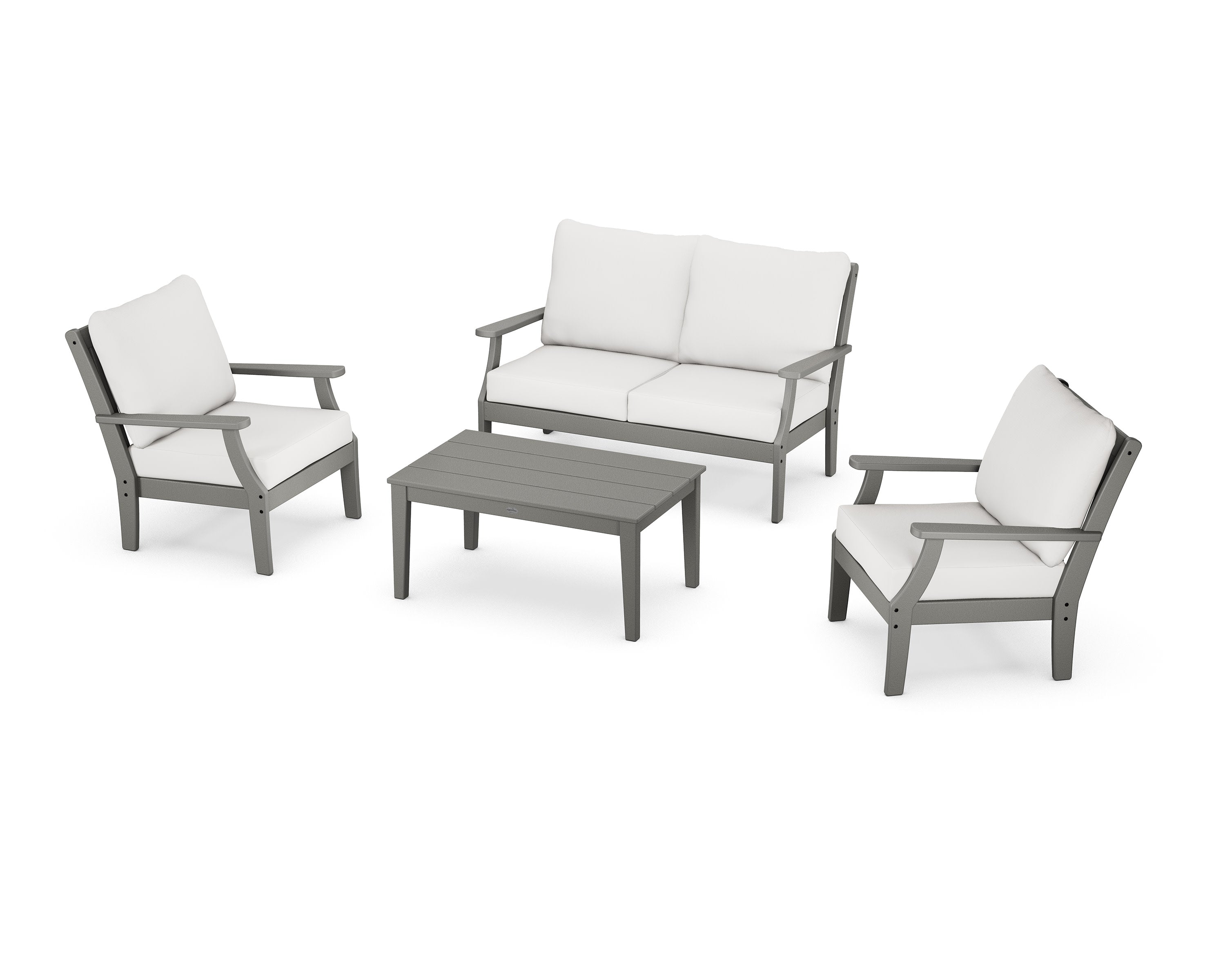 Braxton 4-Piece Deep Seating Chair Set in Slate Grey / Natural Linen