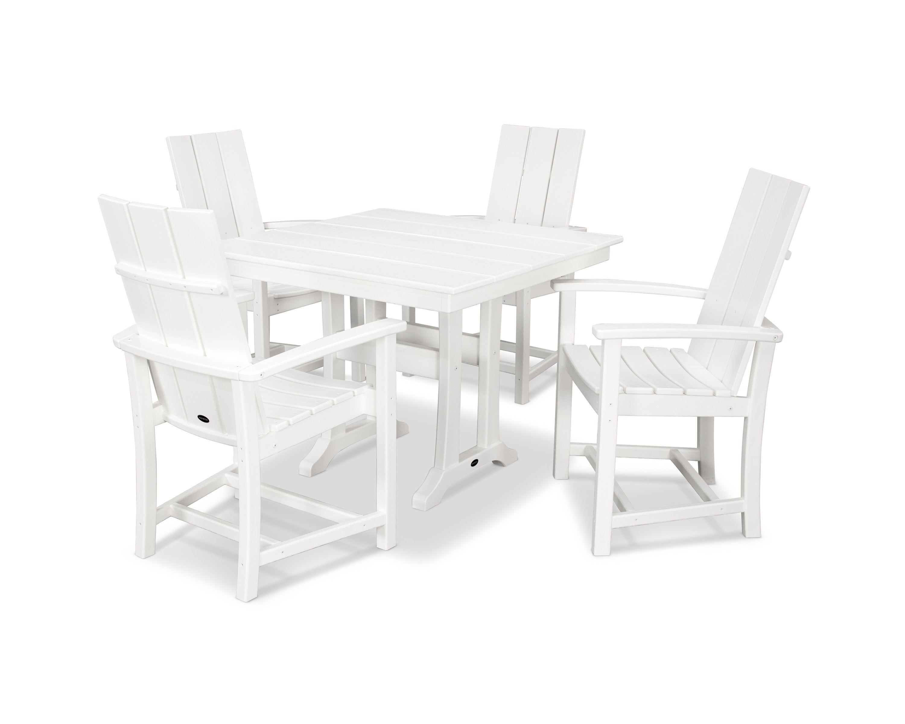 Modern Adirondack 5-Piece Farmhouse Trestle Dining Set in White