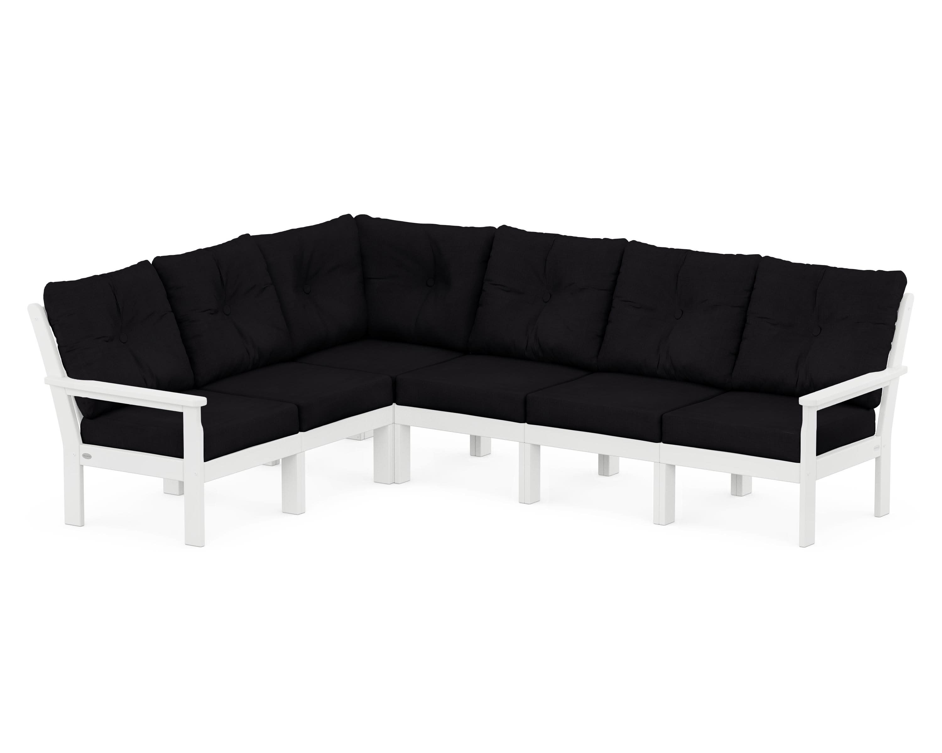 Vineyard 6-Piece Sectional in White / Midnight Linen