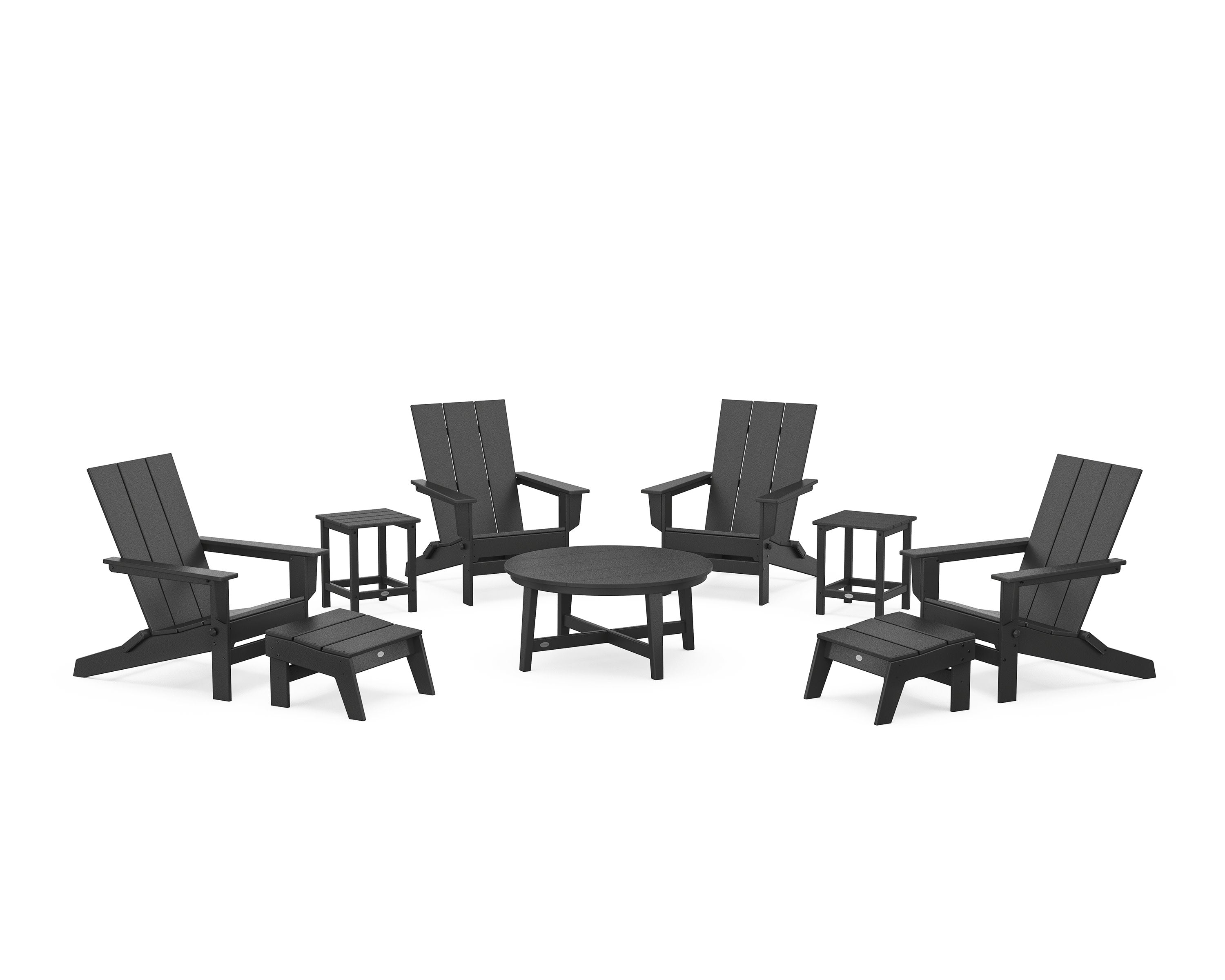 Modern Studio Folding Adirondack 9-Piece Conversation Set in Black