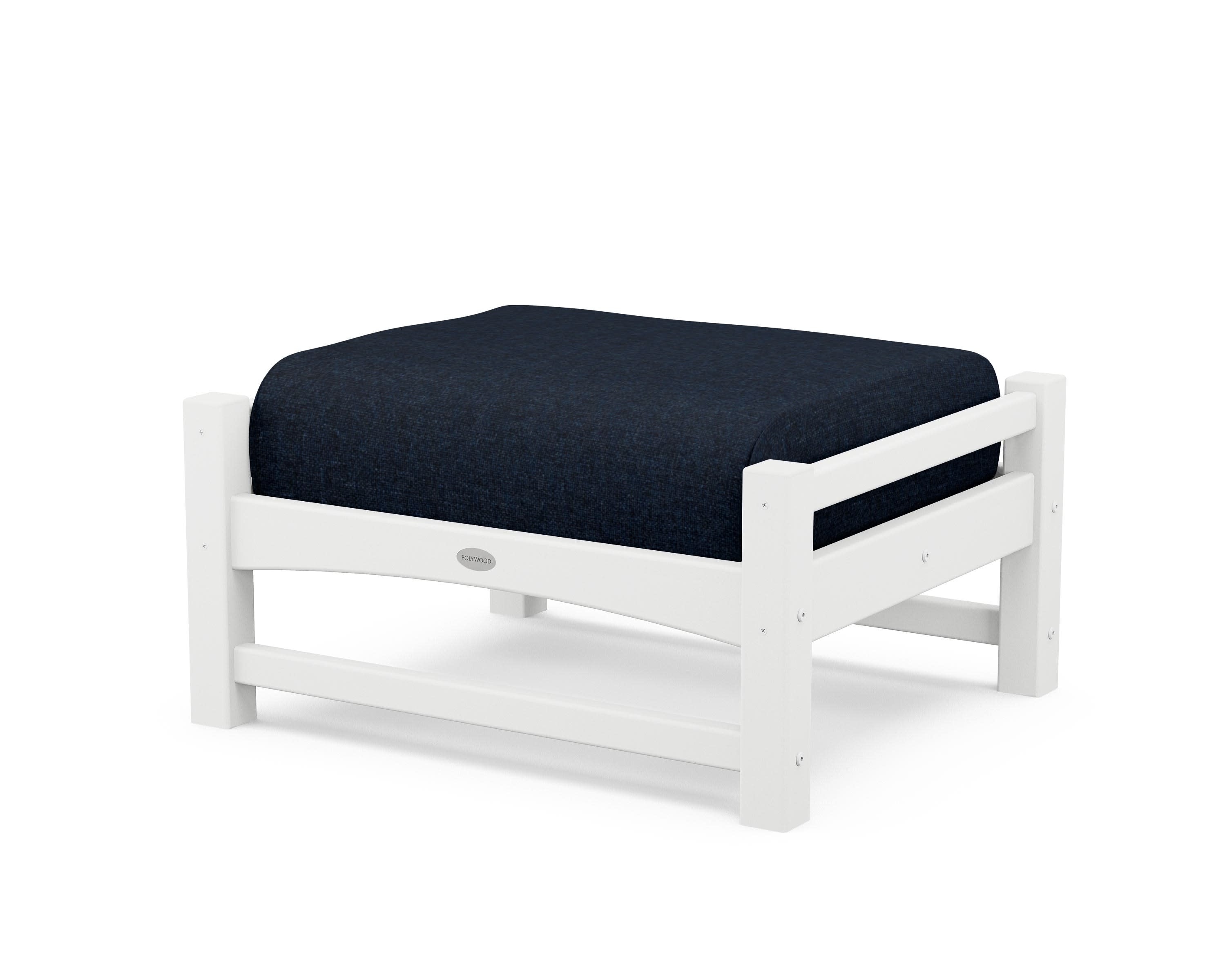 Club Ottoman in White / Marine Indigo
