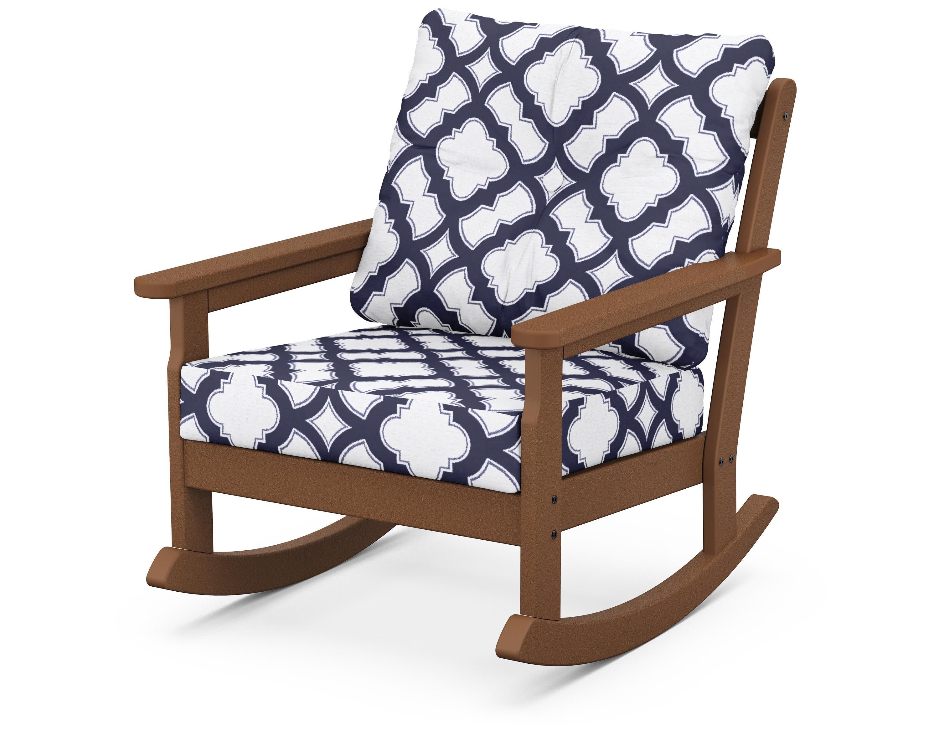 Vineyard Deep Seating Rocking Chair in Teak / Trellis Navy