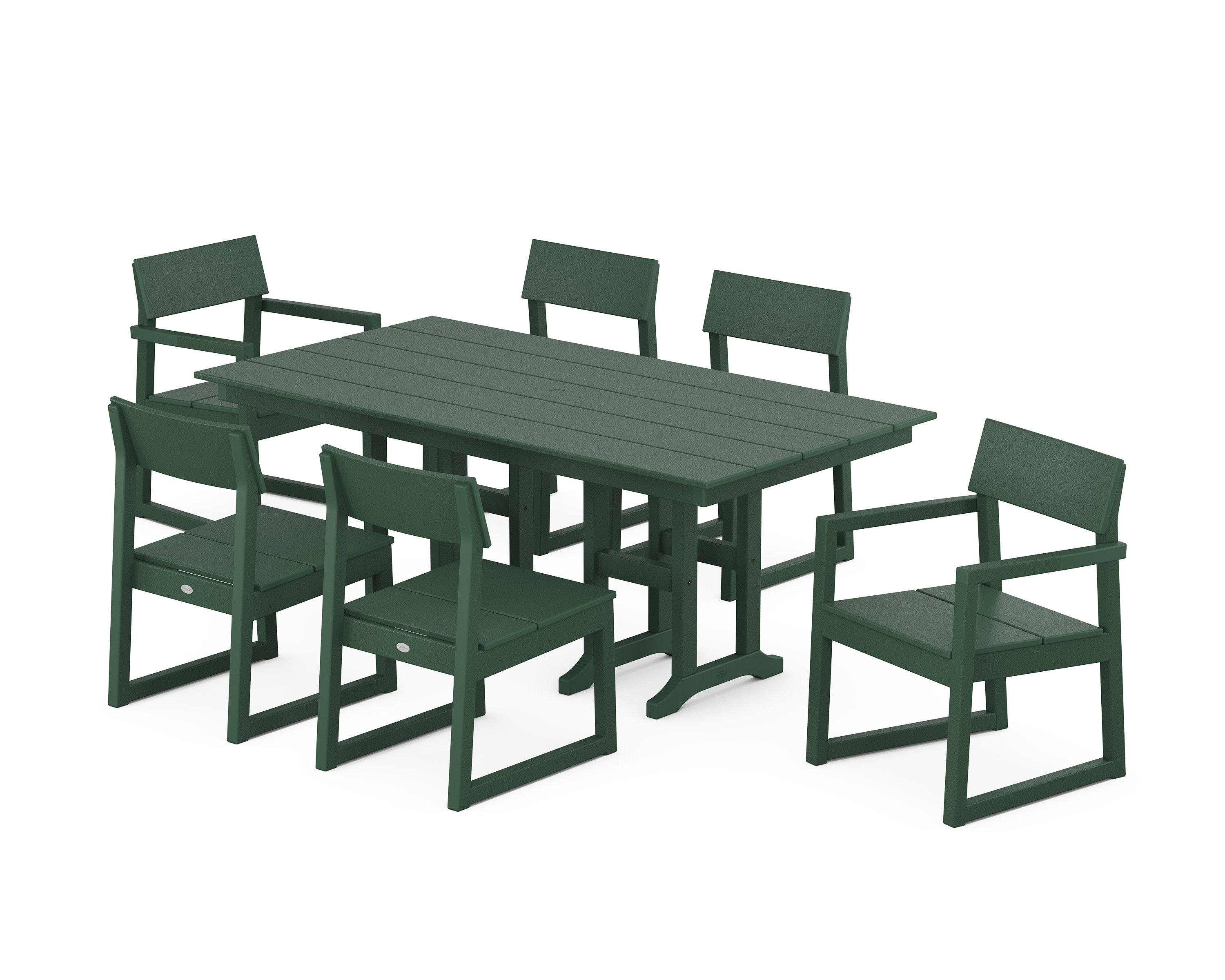 EDGE 7-Piece Farmhouse Dining Set in Green