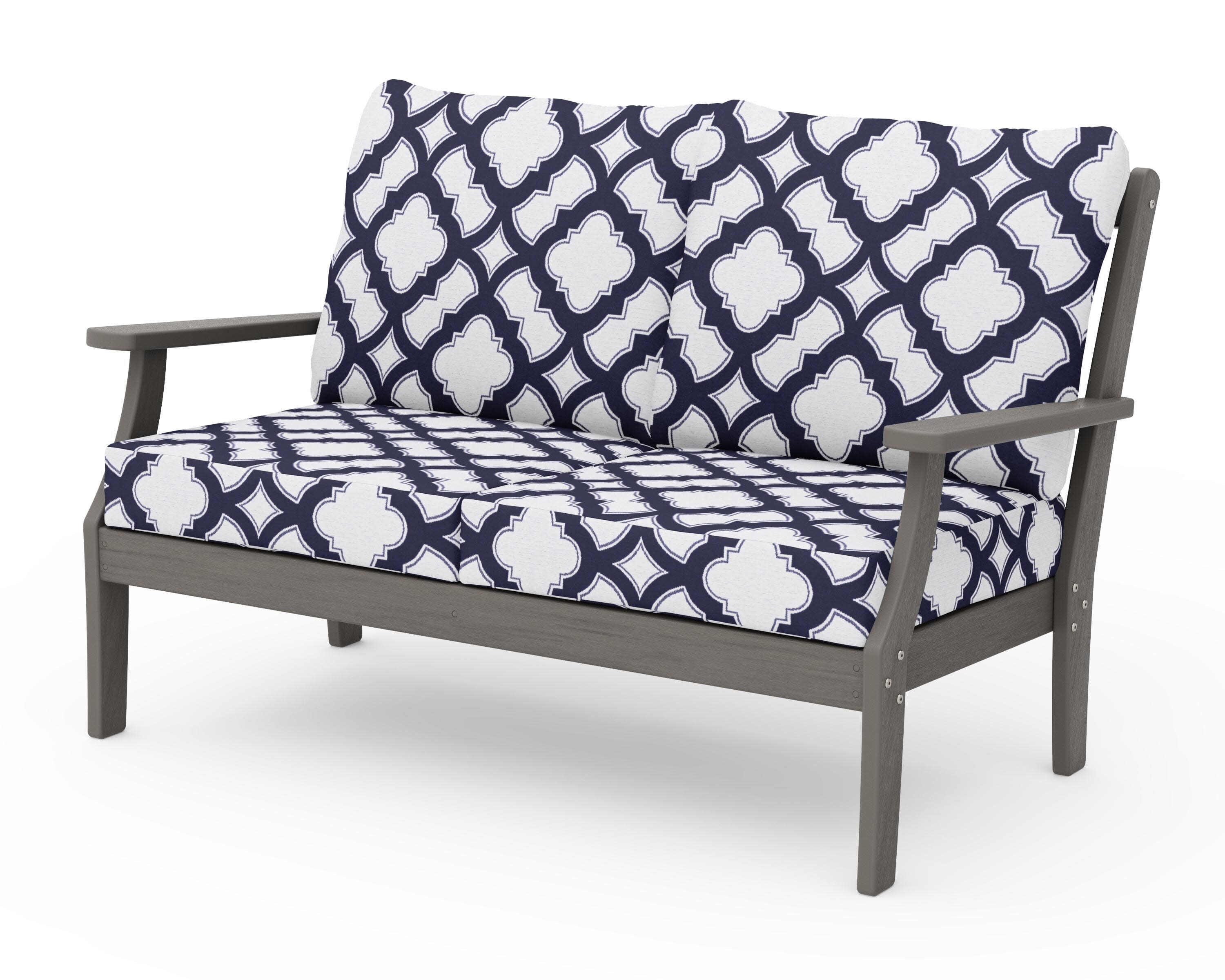 Braxton Deep Seating Loveseat in Driftwood / Trellis Navy