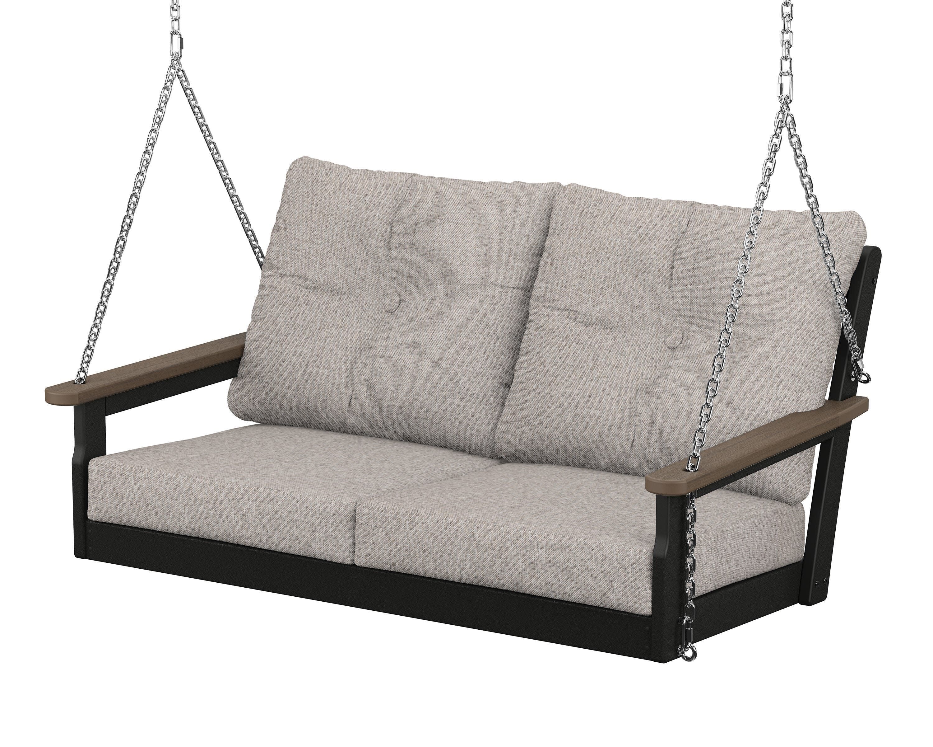 Vineyard Deep Seating Swing in Black / Kona / Weathered Tweed