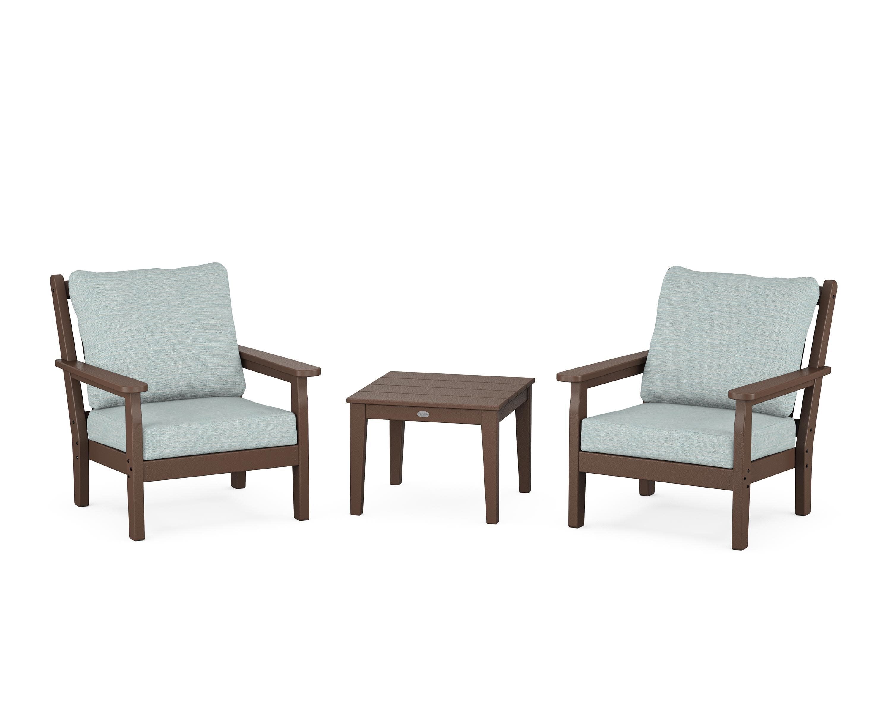 Chippendale 3-Piece Deep Seating Set in Mahogany / Soothe Mist