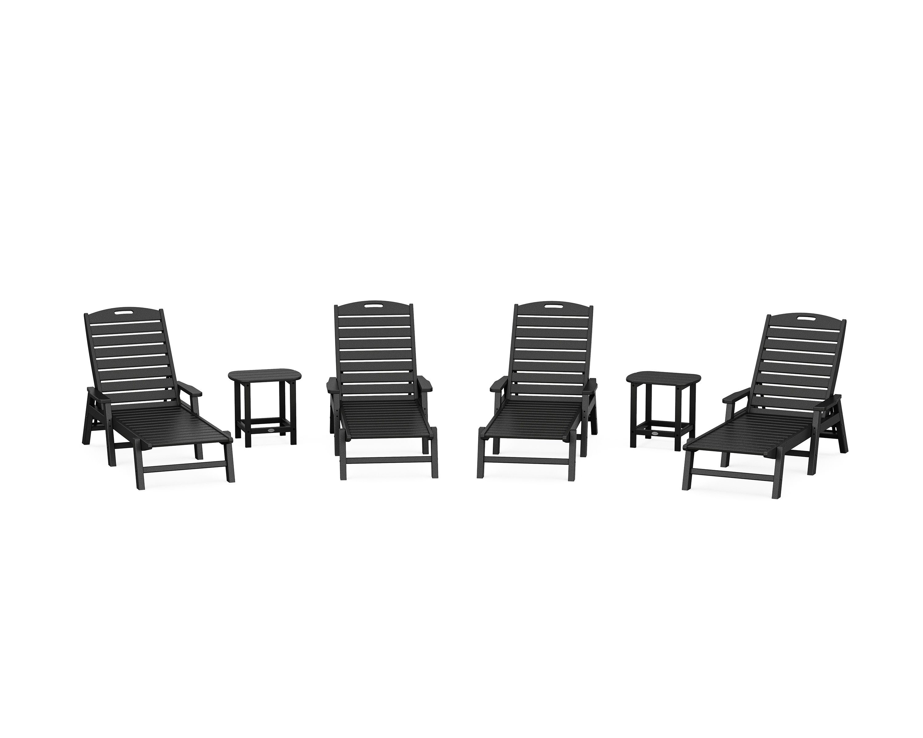 Nautical Chaise 6-Piece Set with Arms in Black