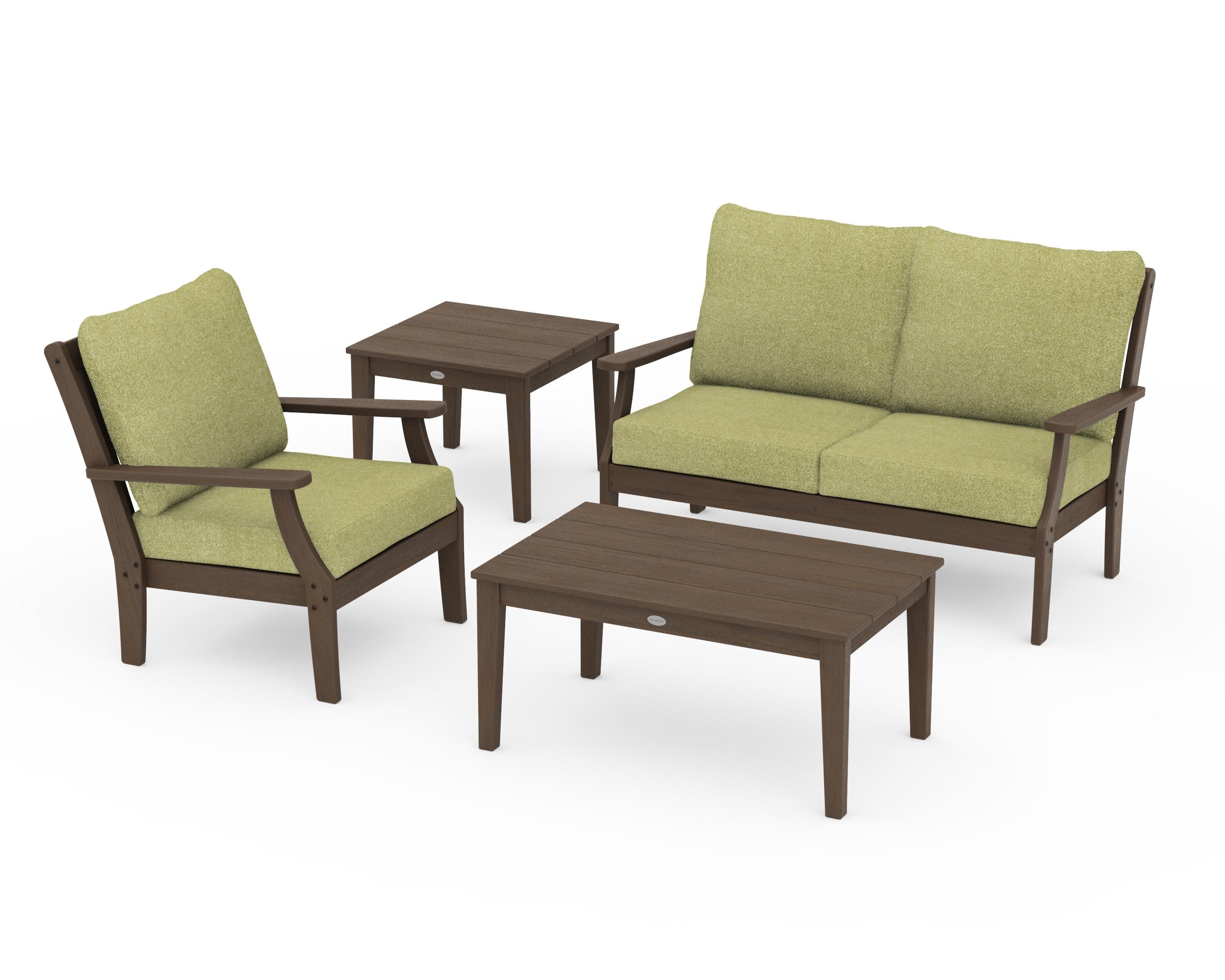 Braxton 4-Piece Deep Seating Set in Kona / Chartreuse Boucle