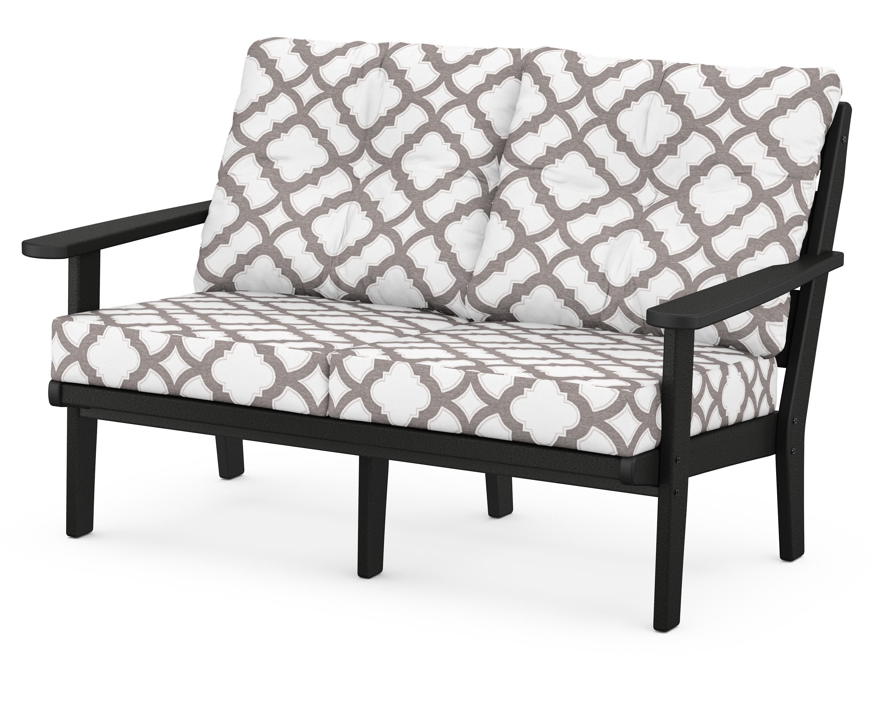 Lakeside Deep Seating Loveseat in Black / Trellis Grey Mist