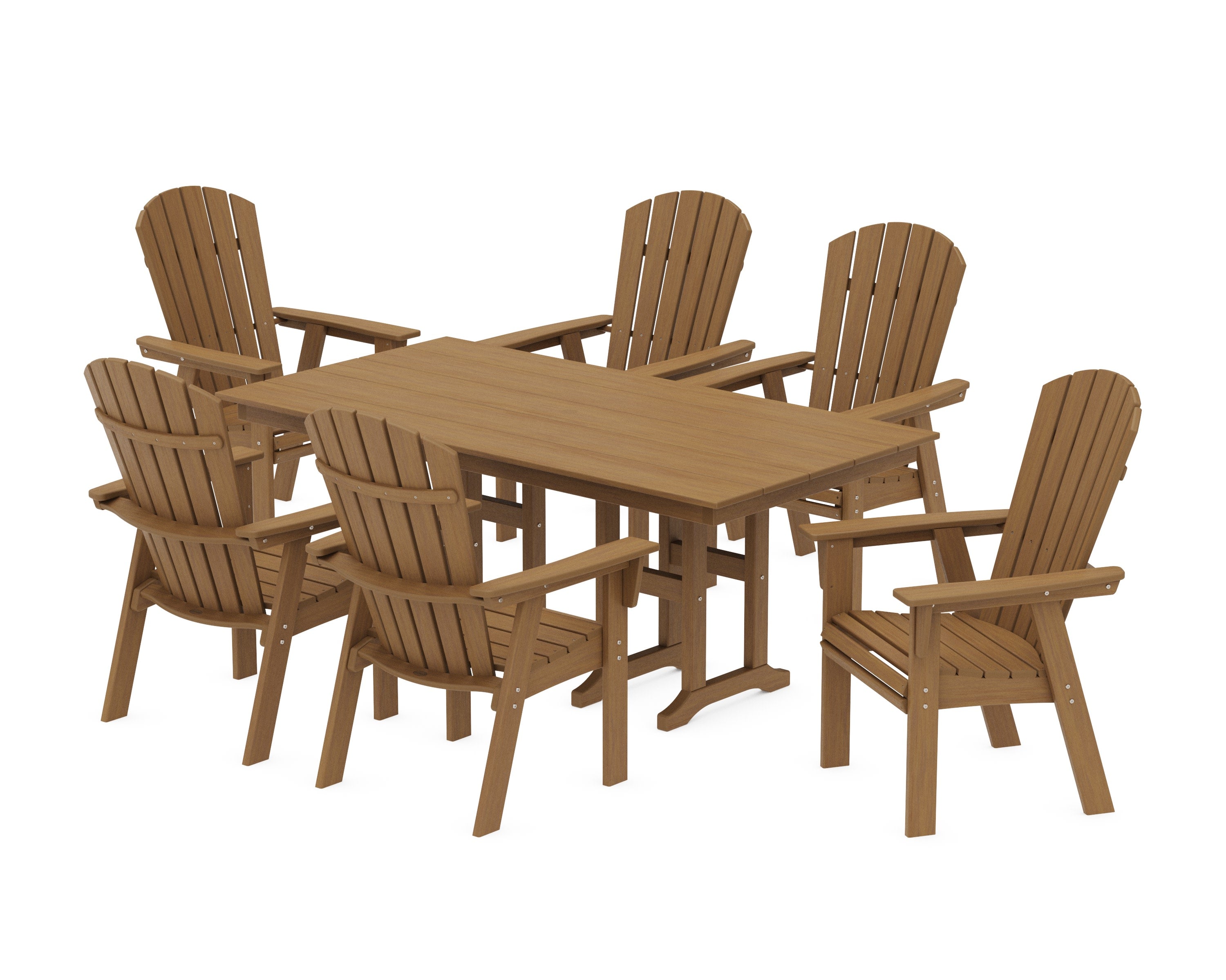 Nautical Curveback Adirondack 7-Piece Farmhouse Dining Set in Natural