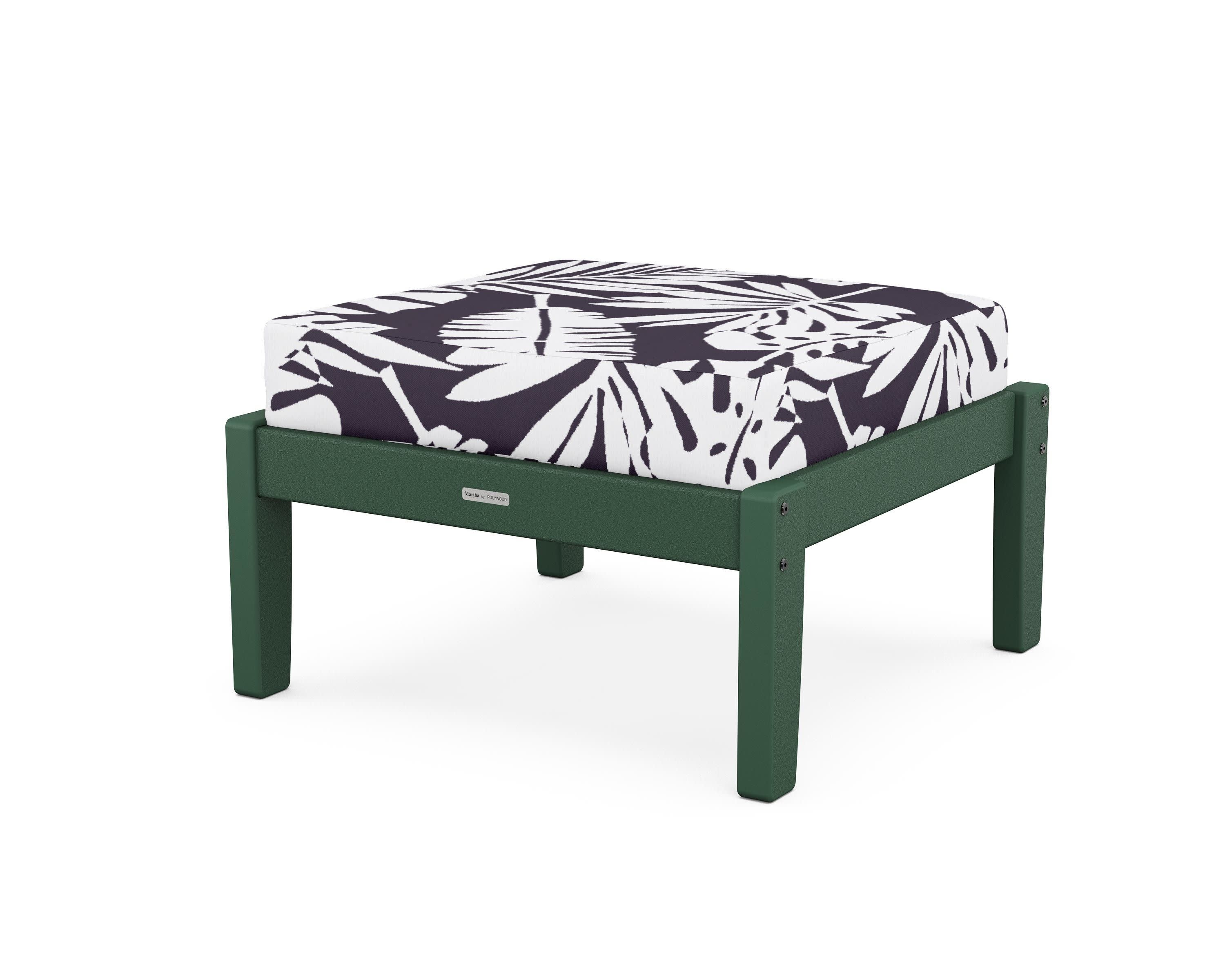 Chinoiserie Deep Seating Ottoman in Green / Leaf Navy