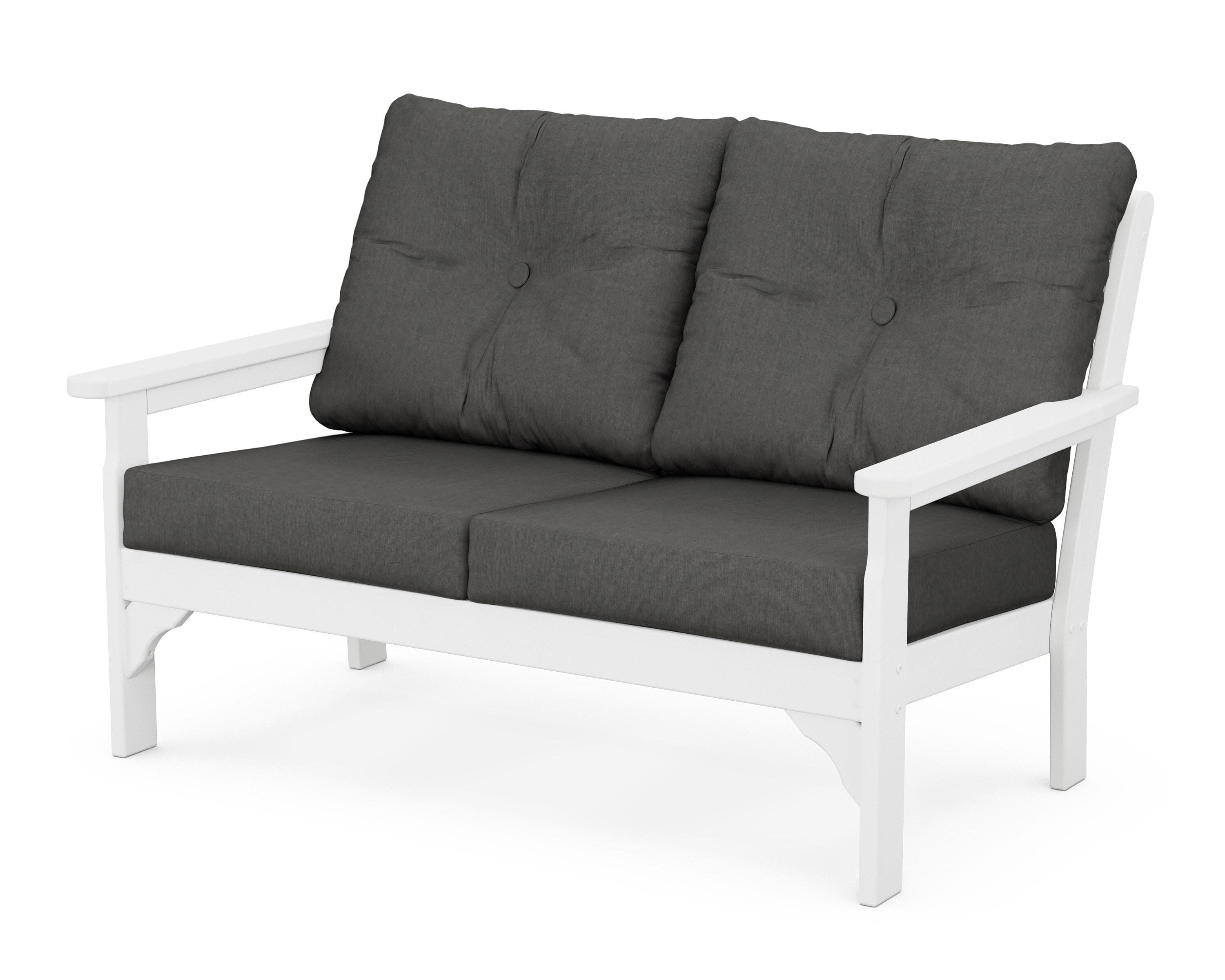 Vineyard Deep Seating Loveseat in White / Spectrum Carbon