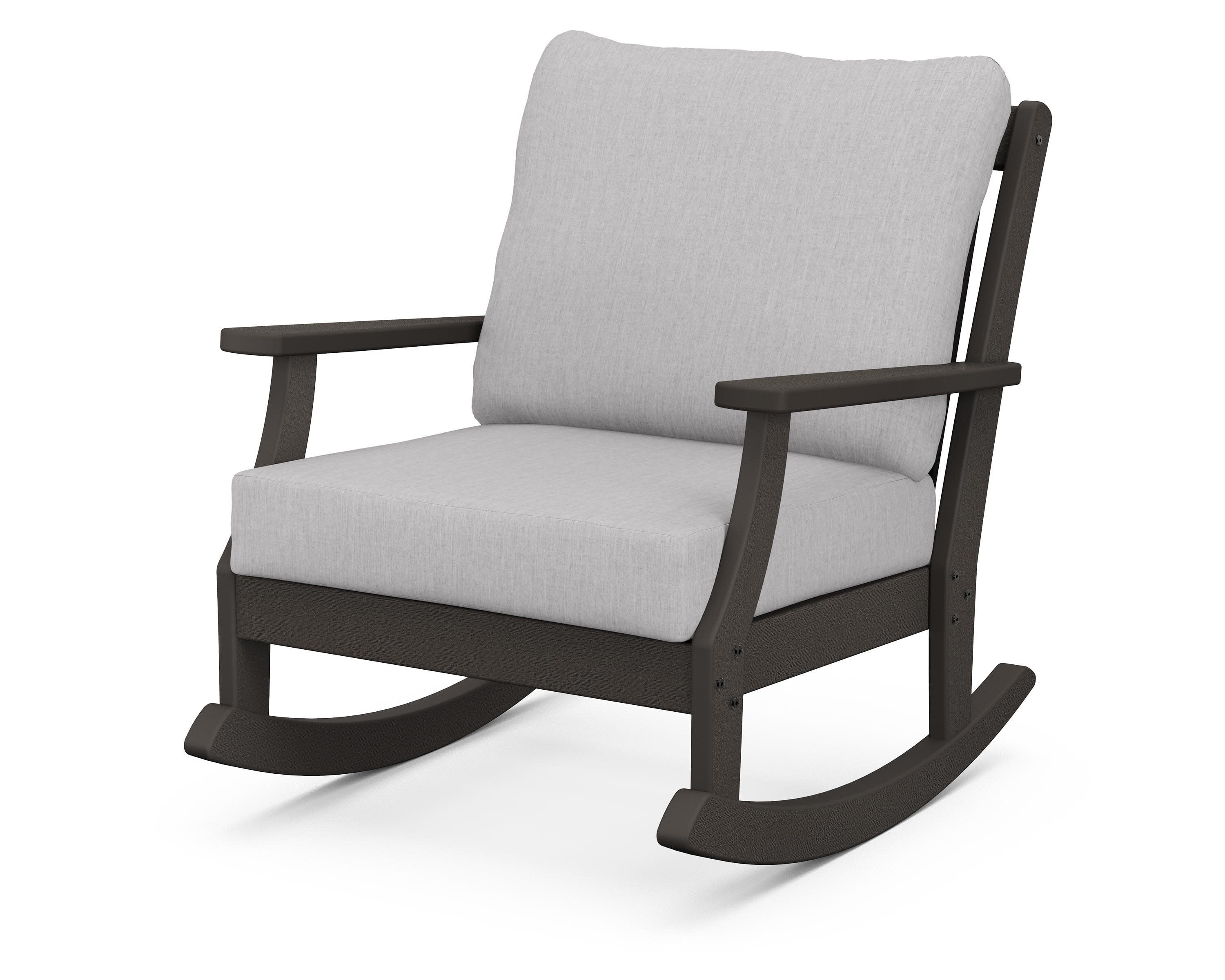 Braxton Deep Seating Rocking Chair in Vintage Coffee / Granite