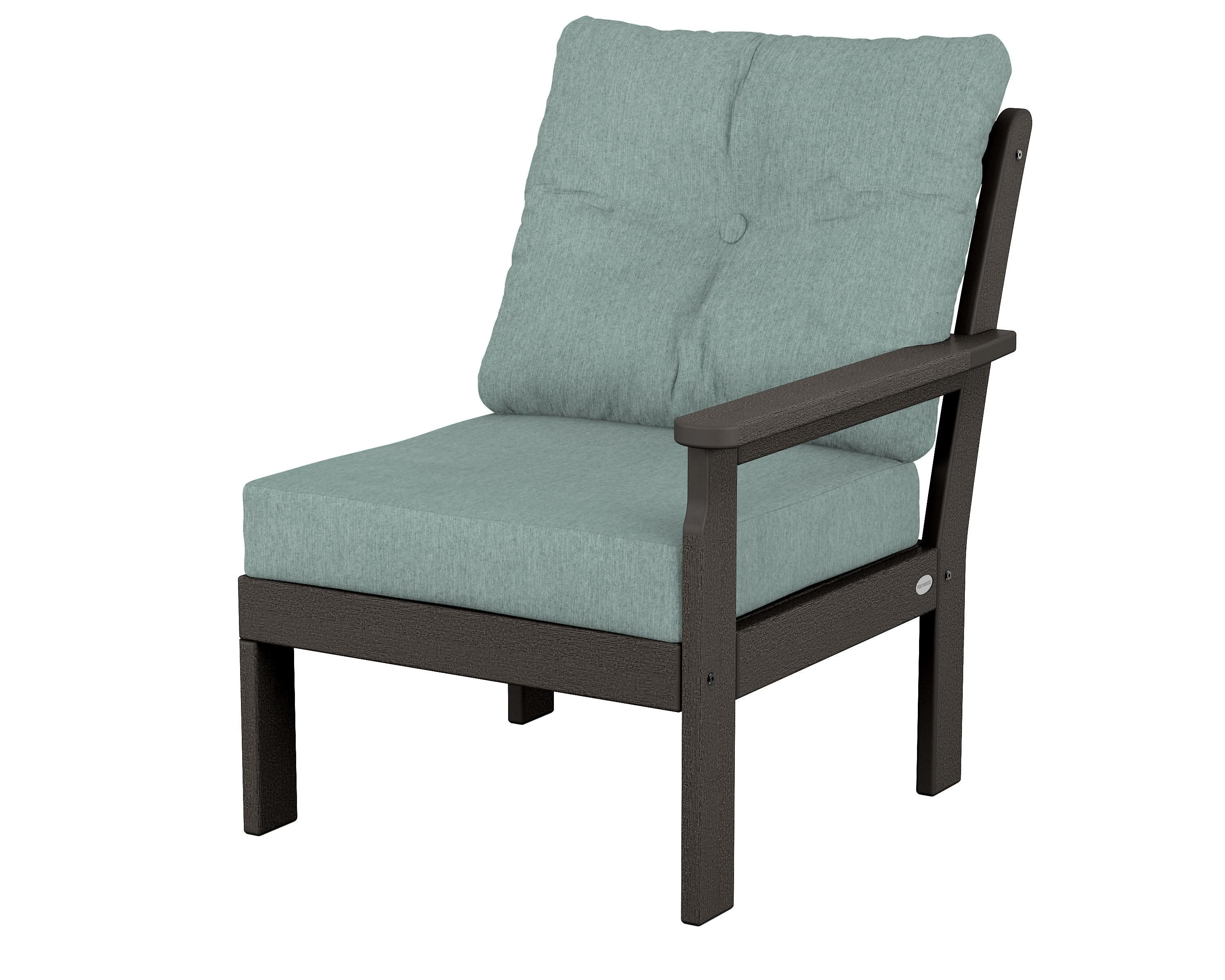 Vineyard Modular Right Arm Chair in Vintage Coffee / Glacier Spa