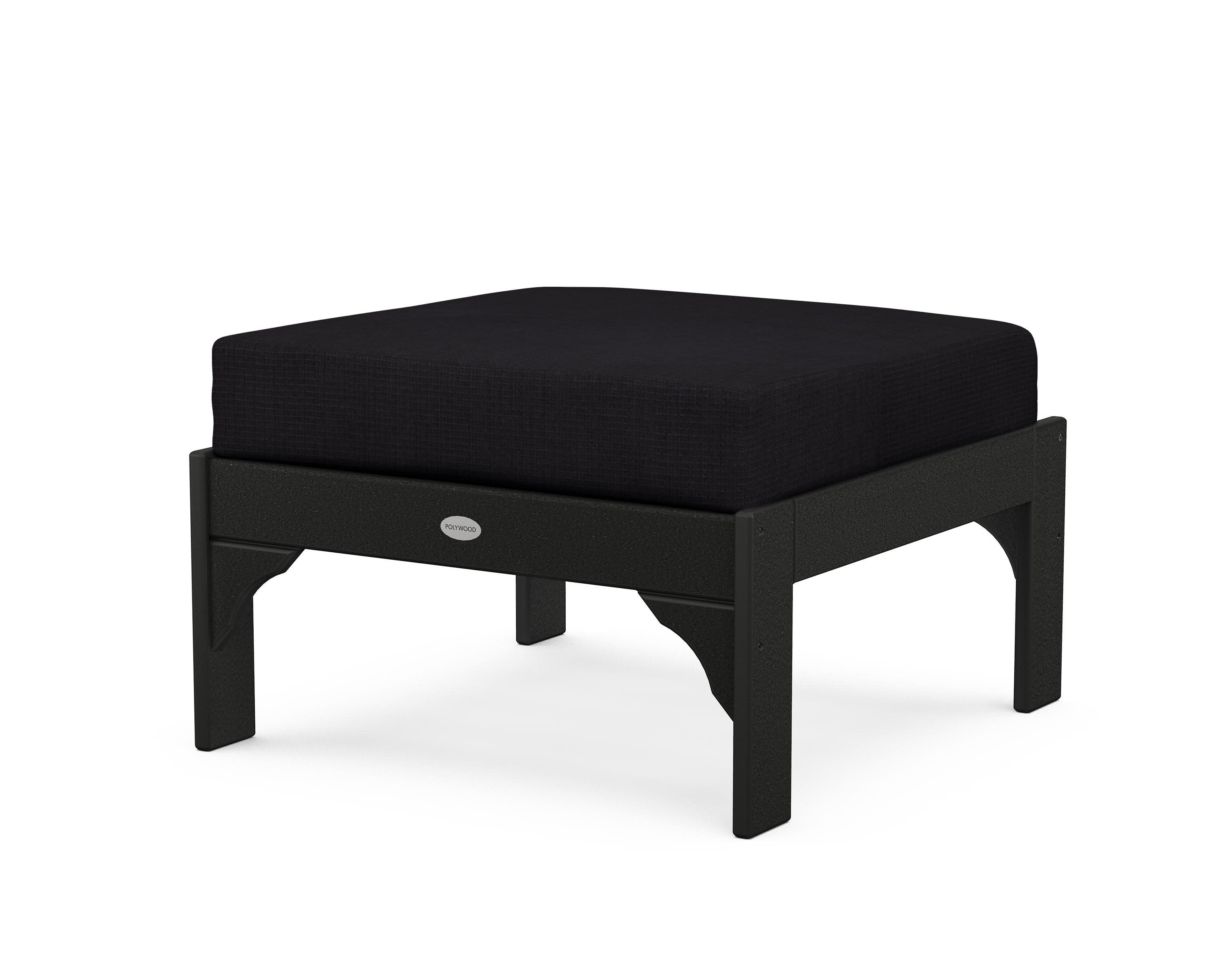 Vineyard Deep Seating Ottoman in Black / Midnight Linen