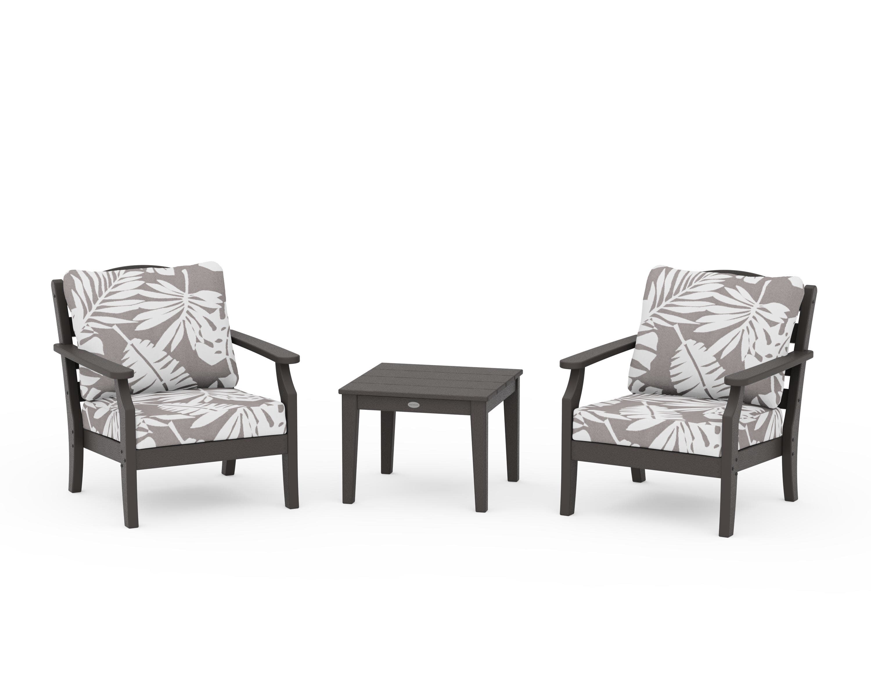Savannah 3-Piece Deep Seating Set in Vintage Coffee / Leaf Grey Mist
