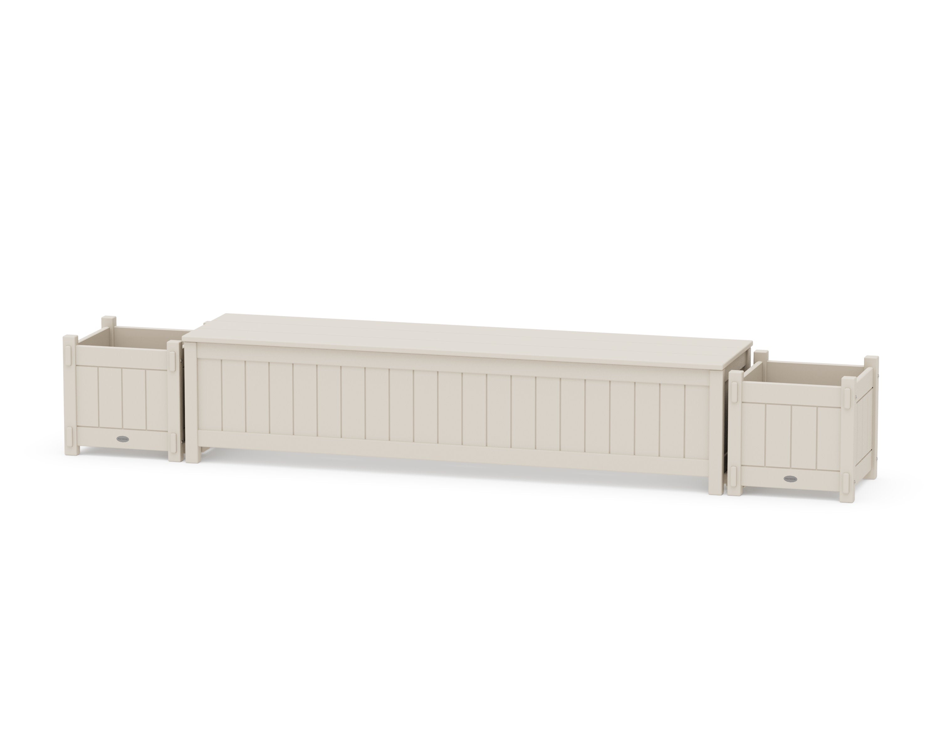 72" Vineyard Straight Planter Storage Bench Set in Sand