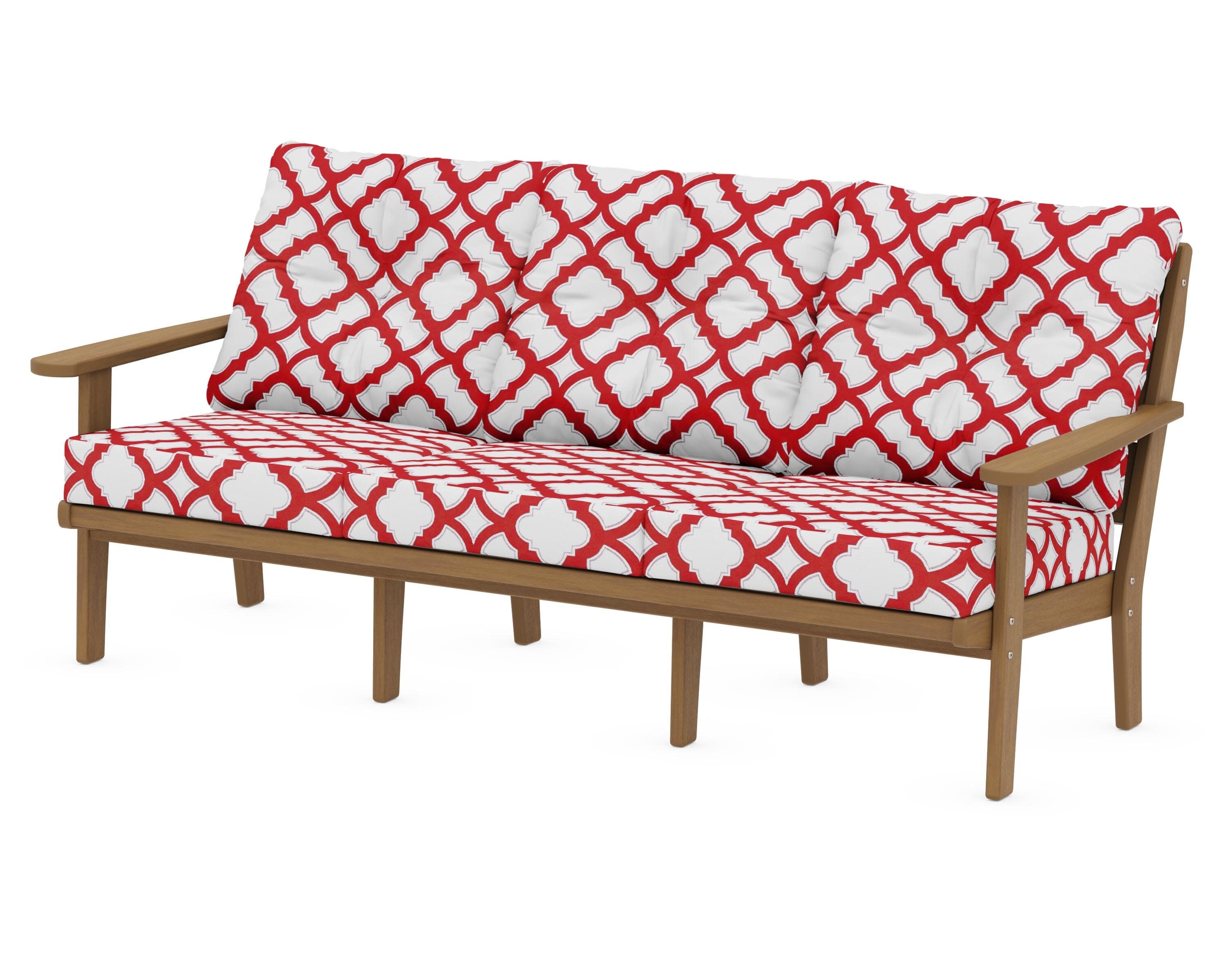 Lakeside Deep Seating Sofa in Natural / Trellis Crimson