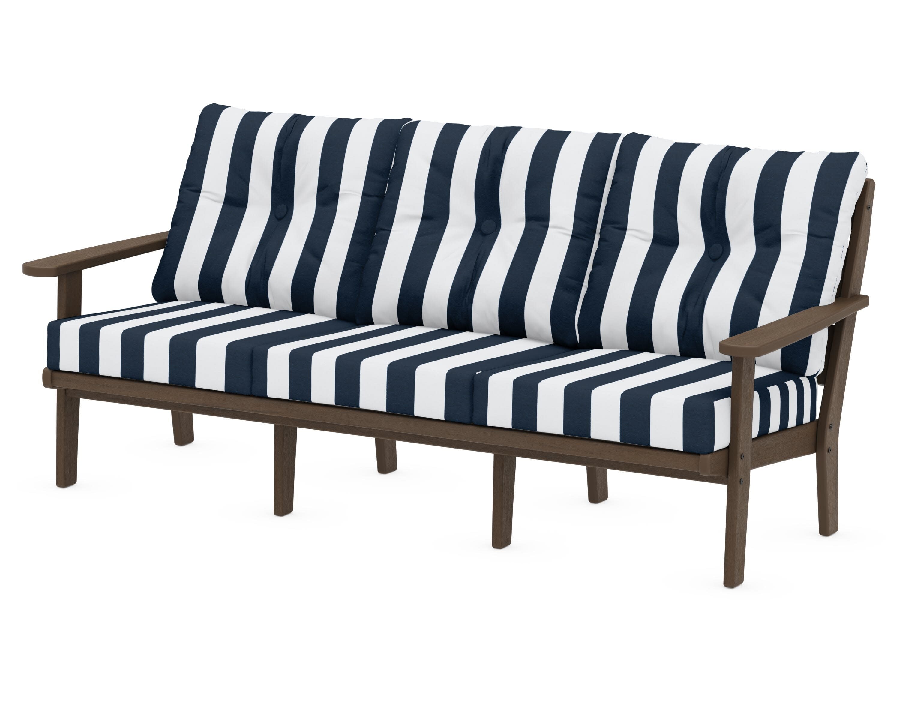 Lakeside Deep Seating Sofa in Kona / Cabana Stripe Marine Indigo
