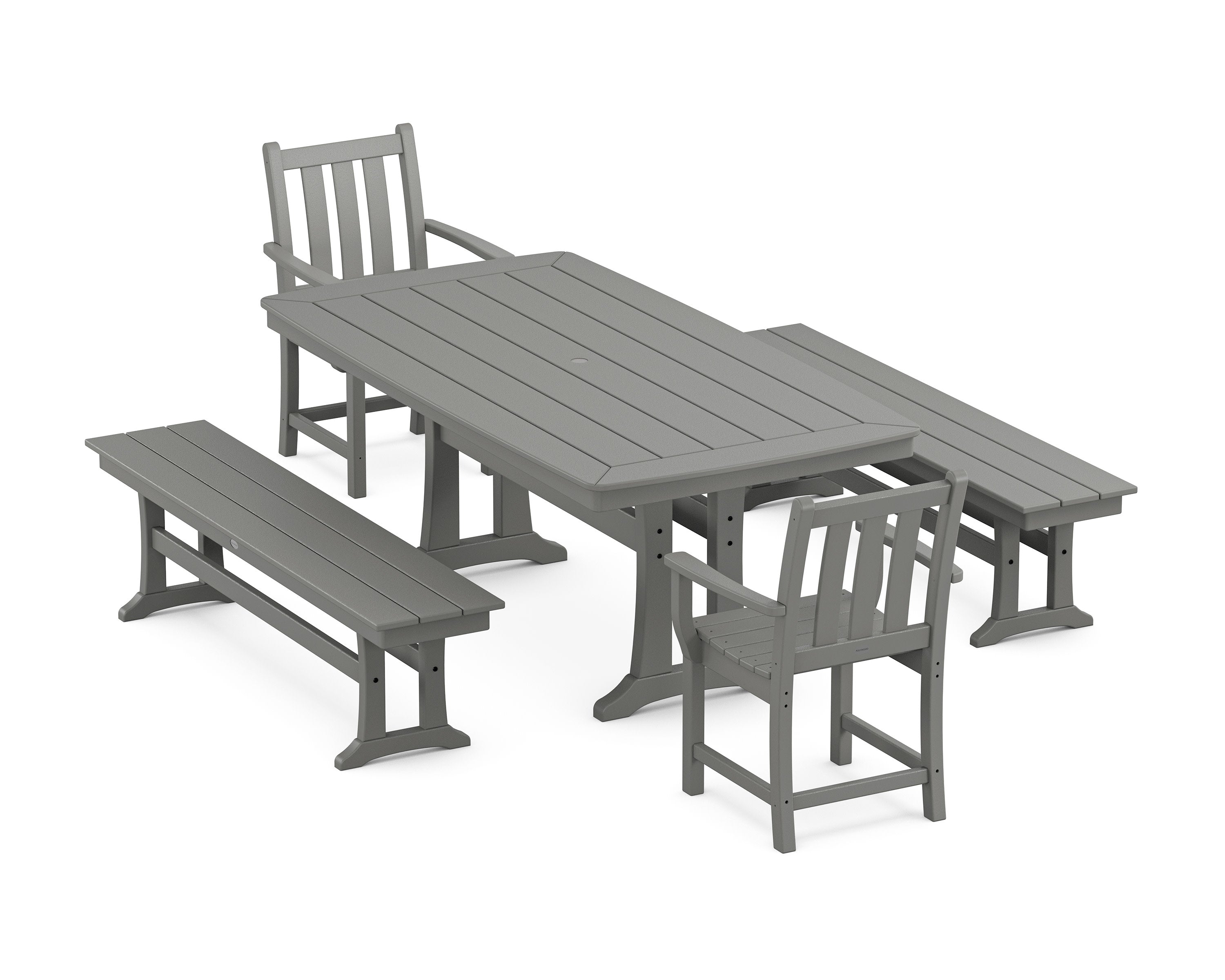 Traditional Garden 5-Piece Dining Set with Trestle Legs in Slate Grey