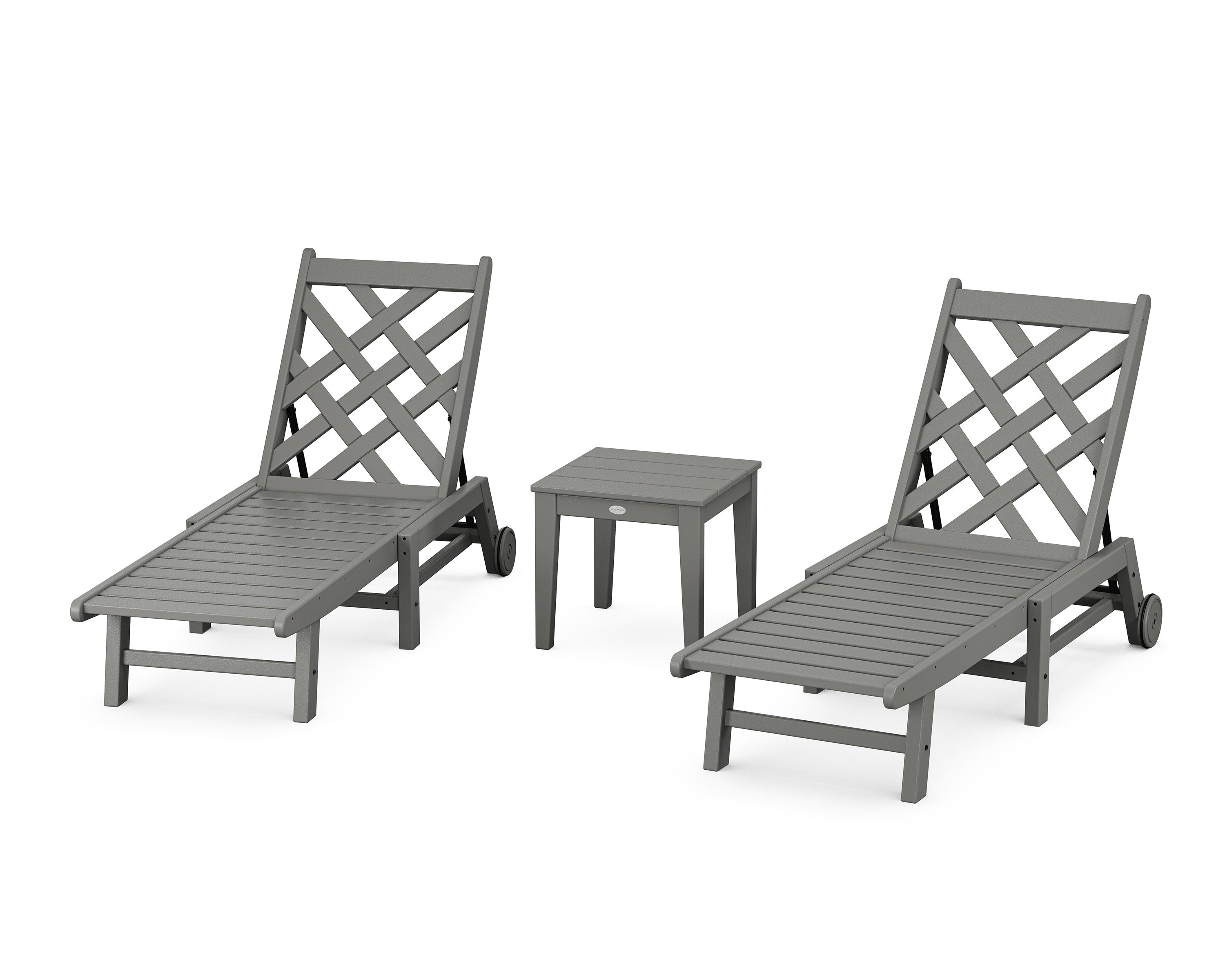 Wovendale 3-Piece Chaise Set with Wheels in Slate Grey