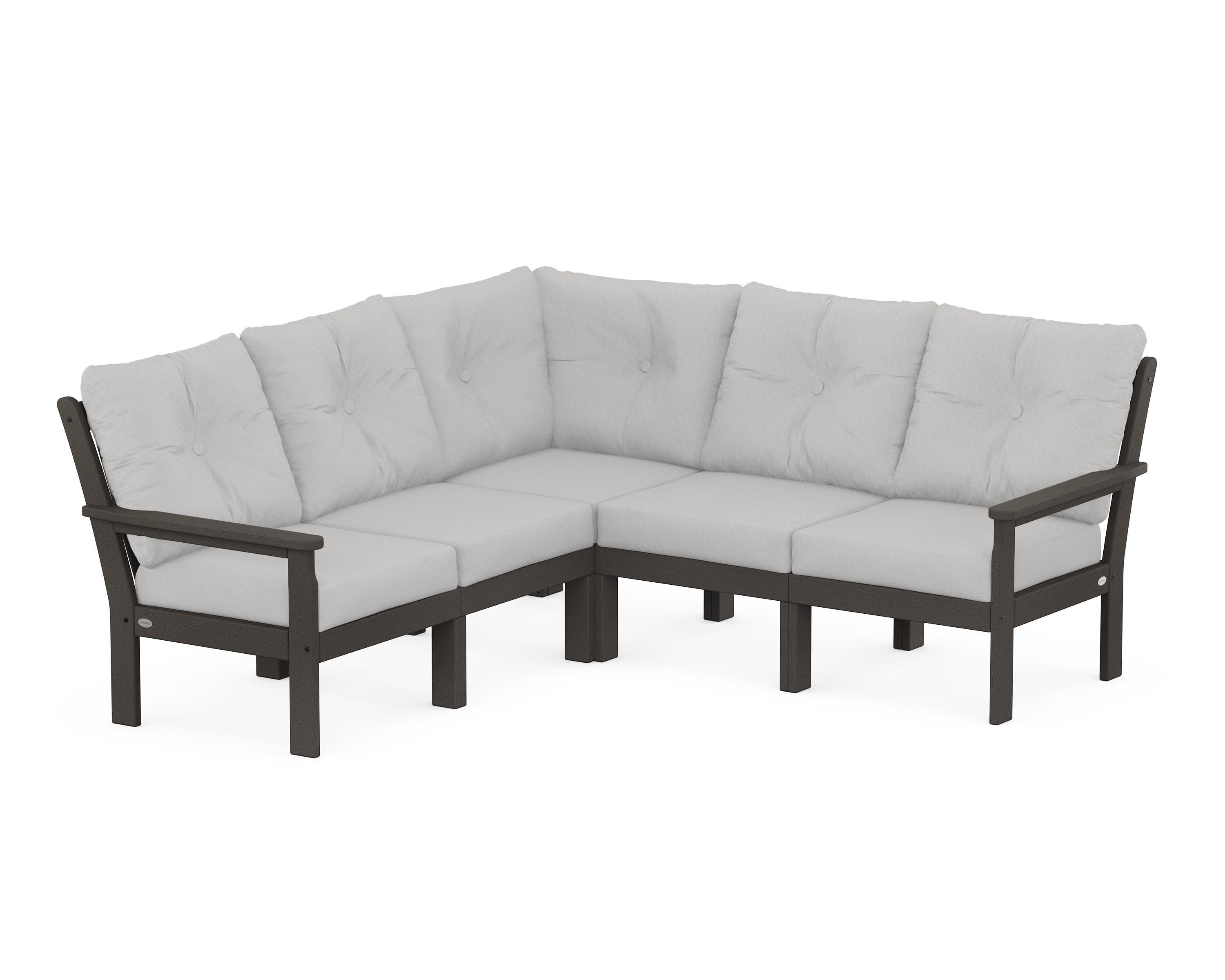 Vineyard 5-Piece Sectional in Vintage Coffee / Diamond in the Rough