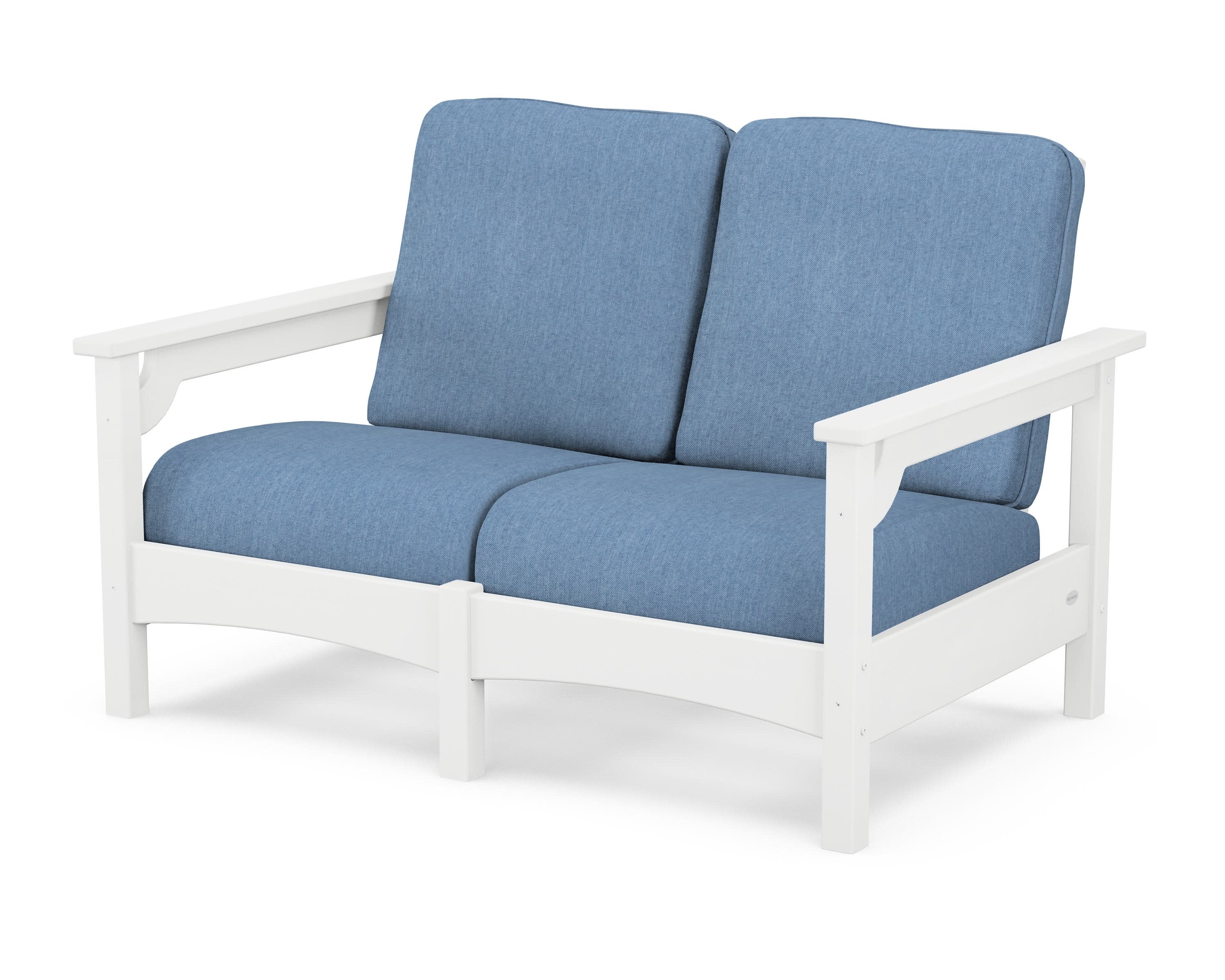 Club Loveseat in White / Sky Blue