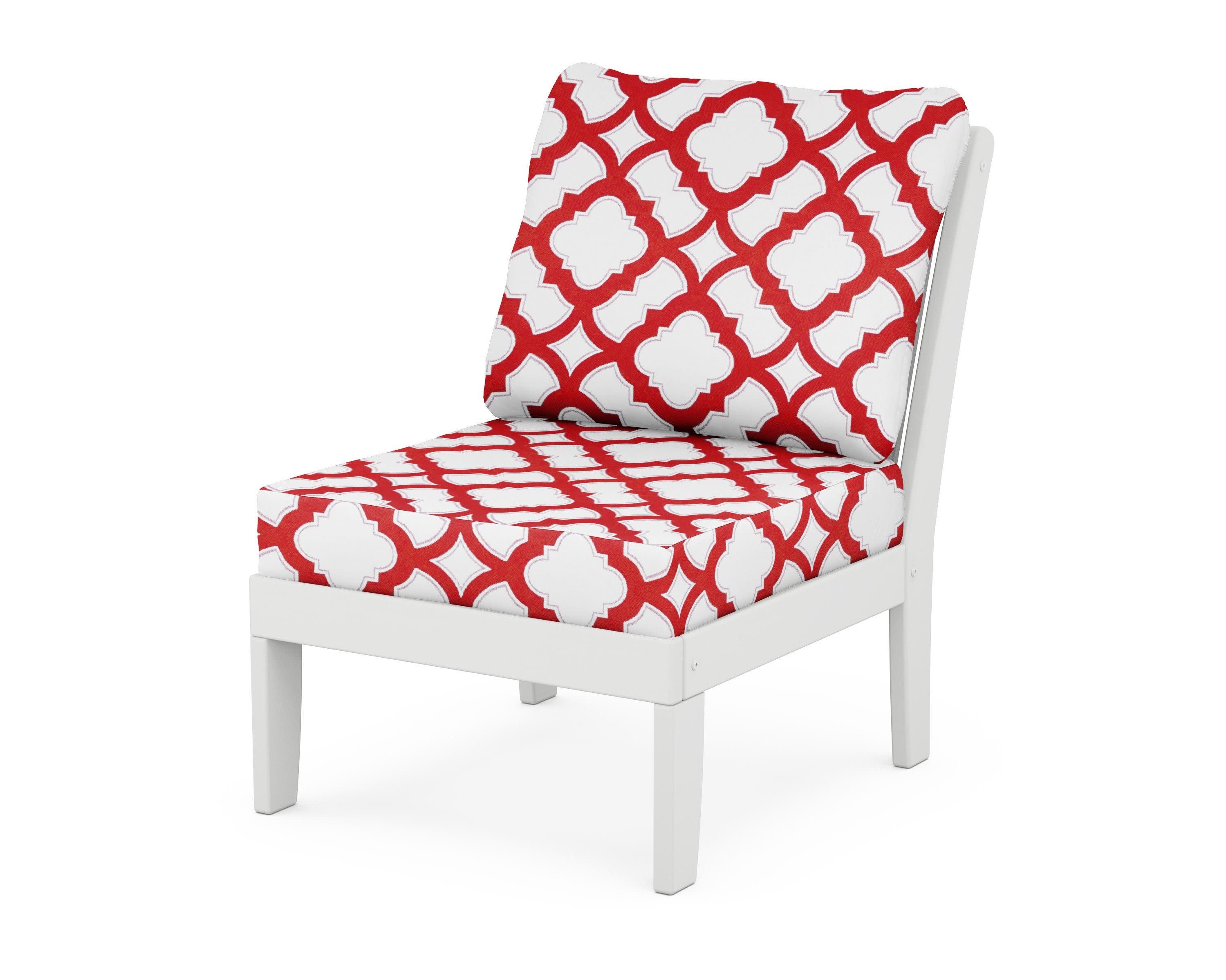 Braxton Modular Armless Chair in White / Trellis Crimson