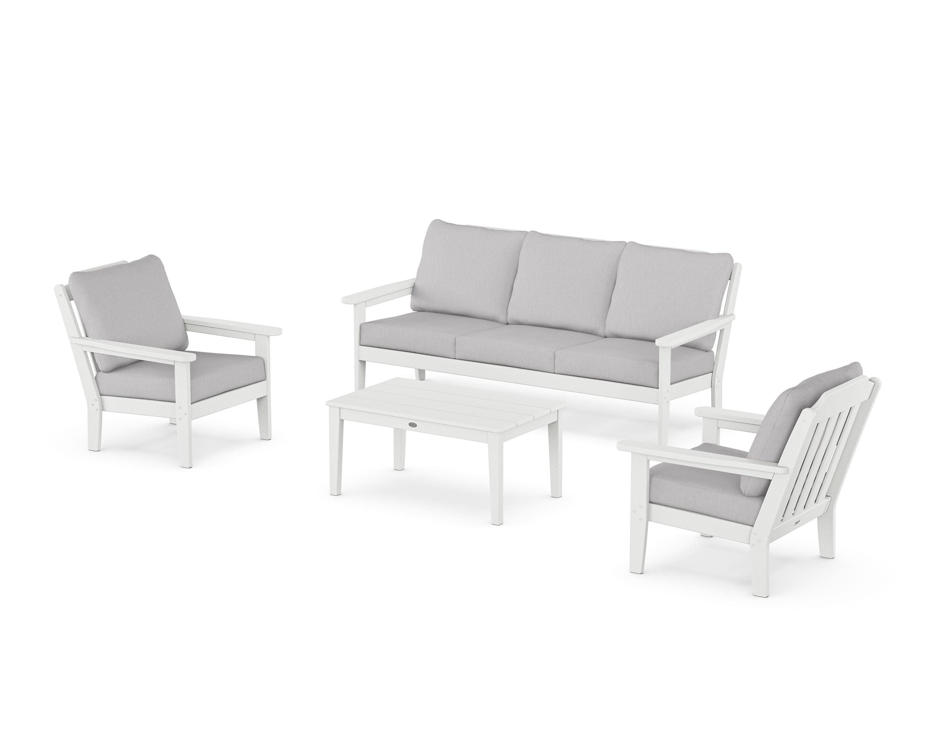 Cottage 4-Piece Deep Seating Set with Sofa in White / Granite