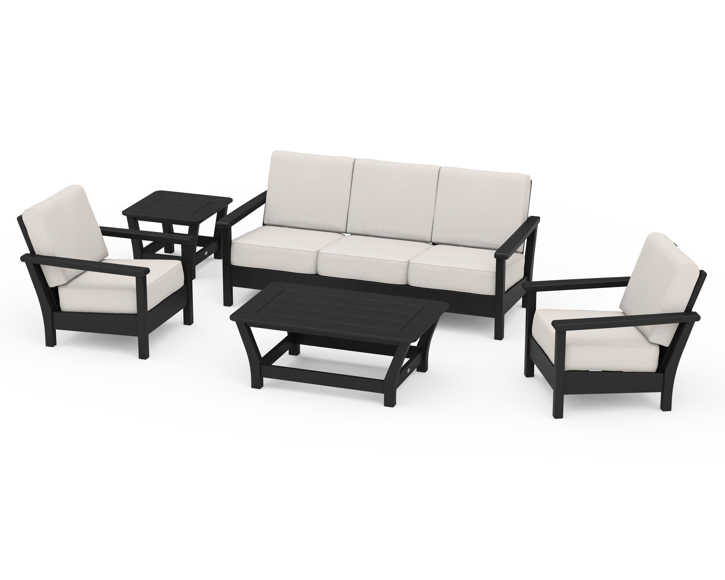 Harbour 5-Piece Deep Seating Set in Black / Cast Ash