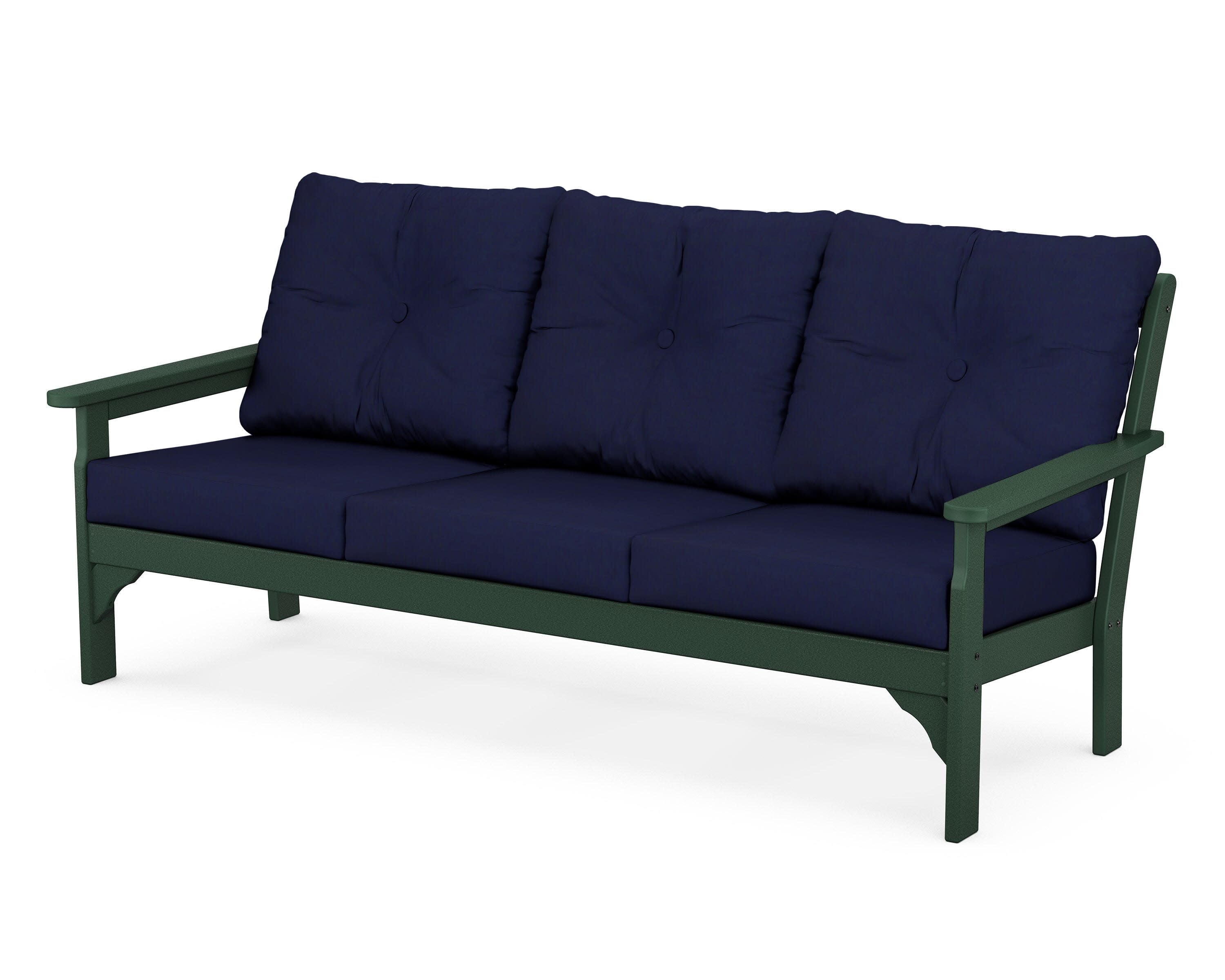 Vineyard Deep Seating Sofa in Green / Navy