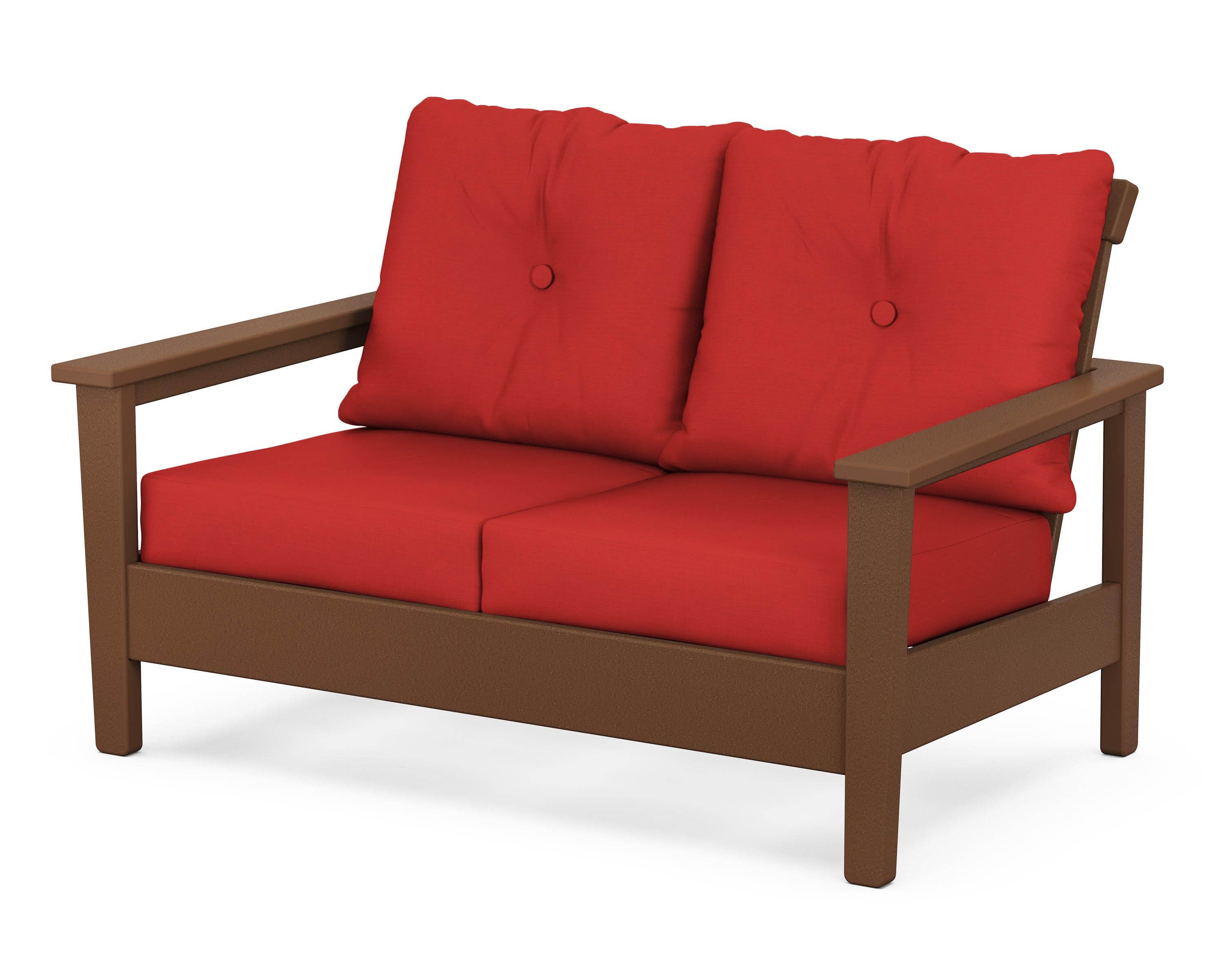 Prescott Deep Seating Loveseat in Teak / Crimson Linen