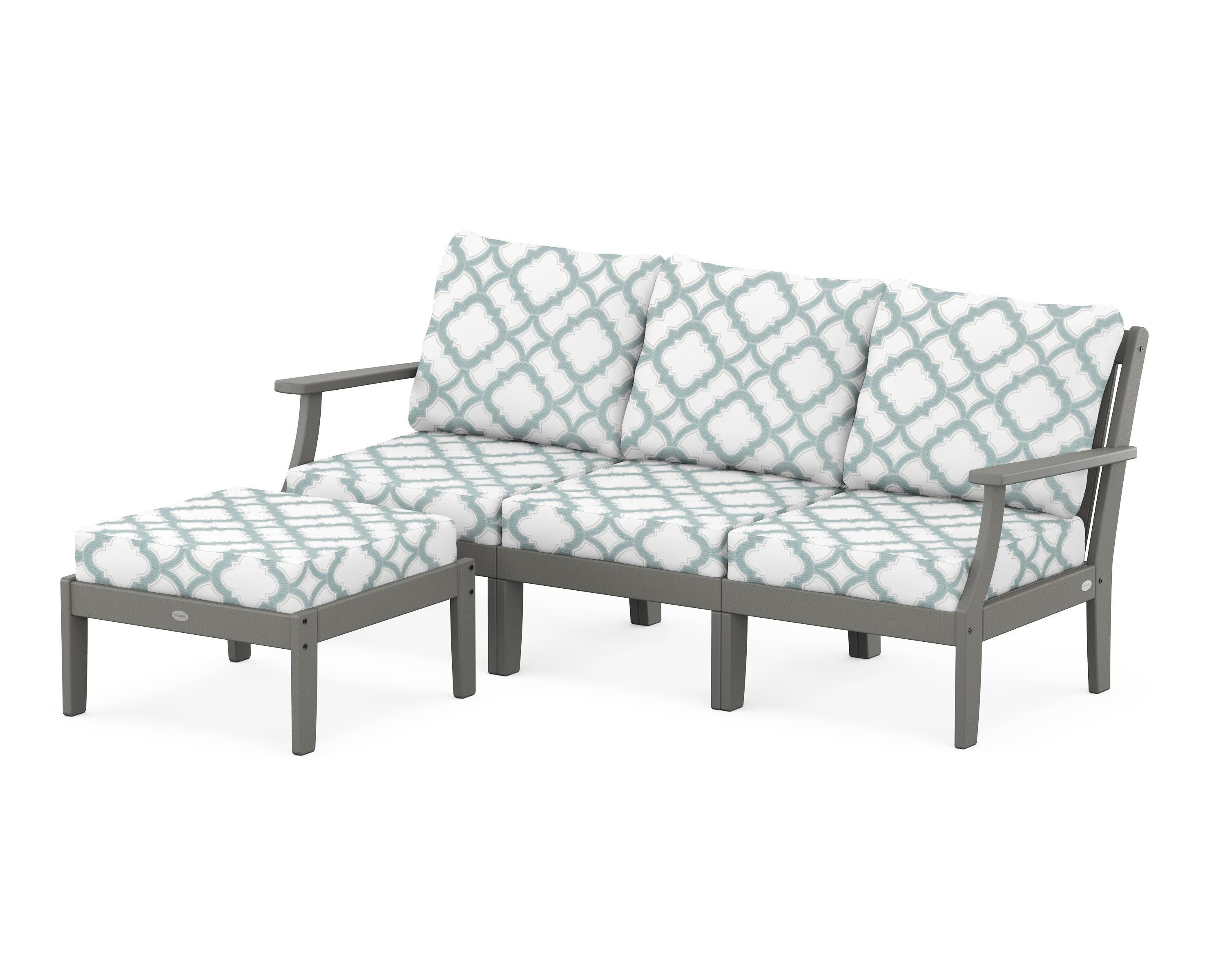 Braxton Modular 4-Piece Deep Seating Set with Ottoman in Slate Grey / Trellis Glacier Spa