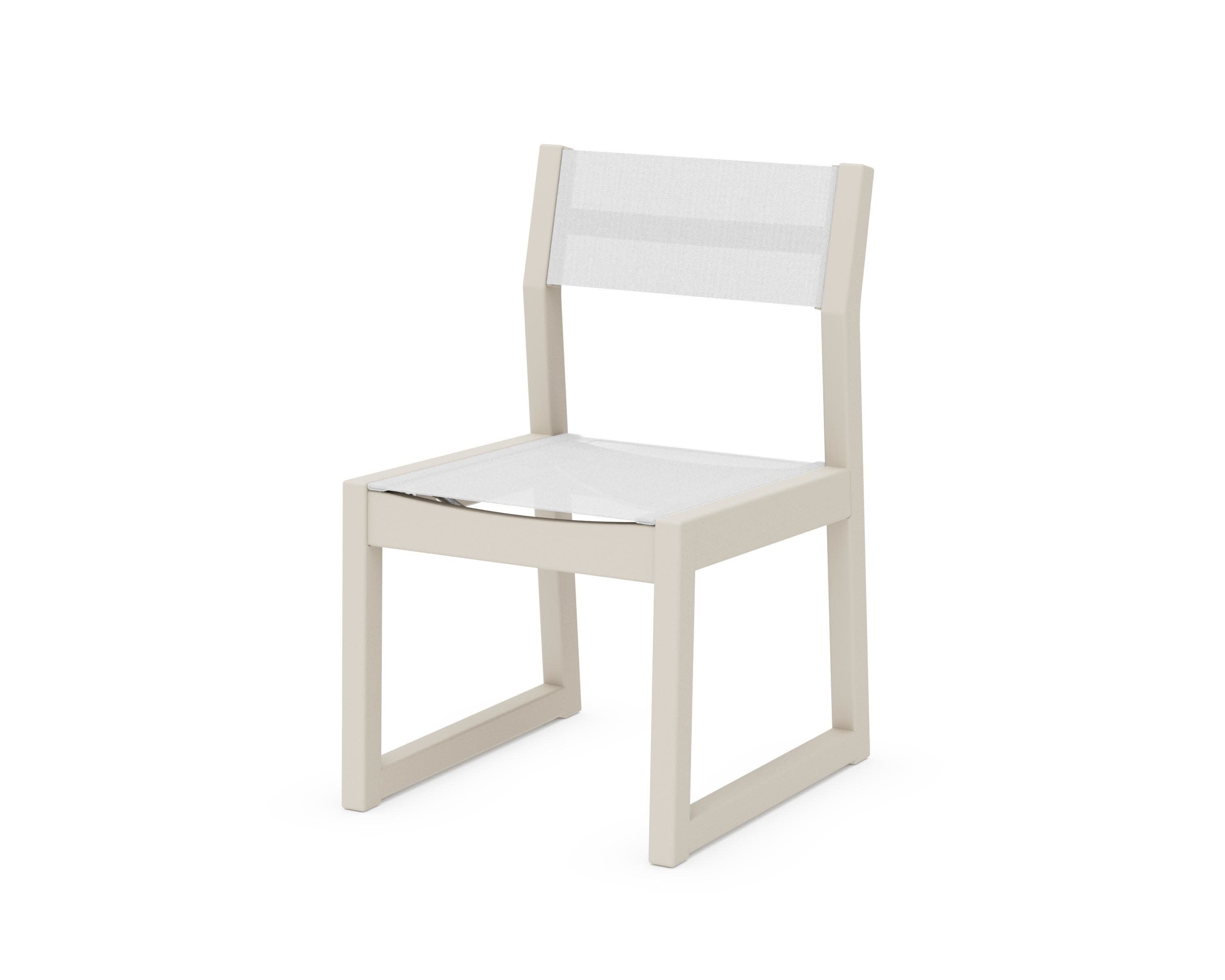 EDGE Sling Dining Side Chair in Sand / White Sling